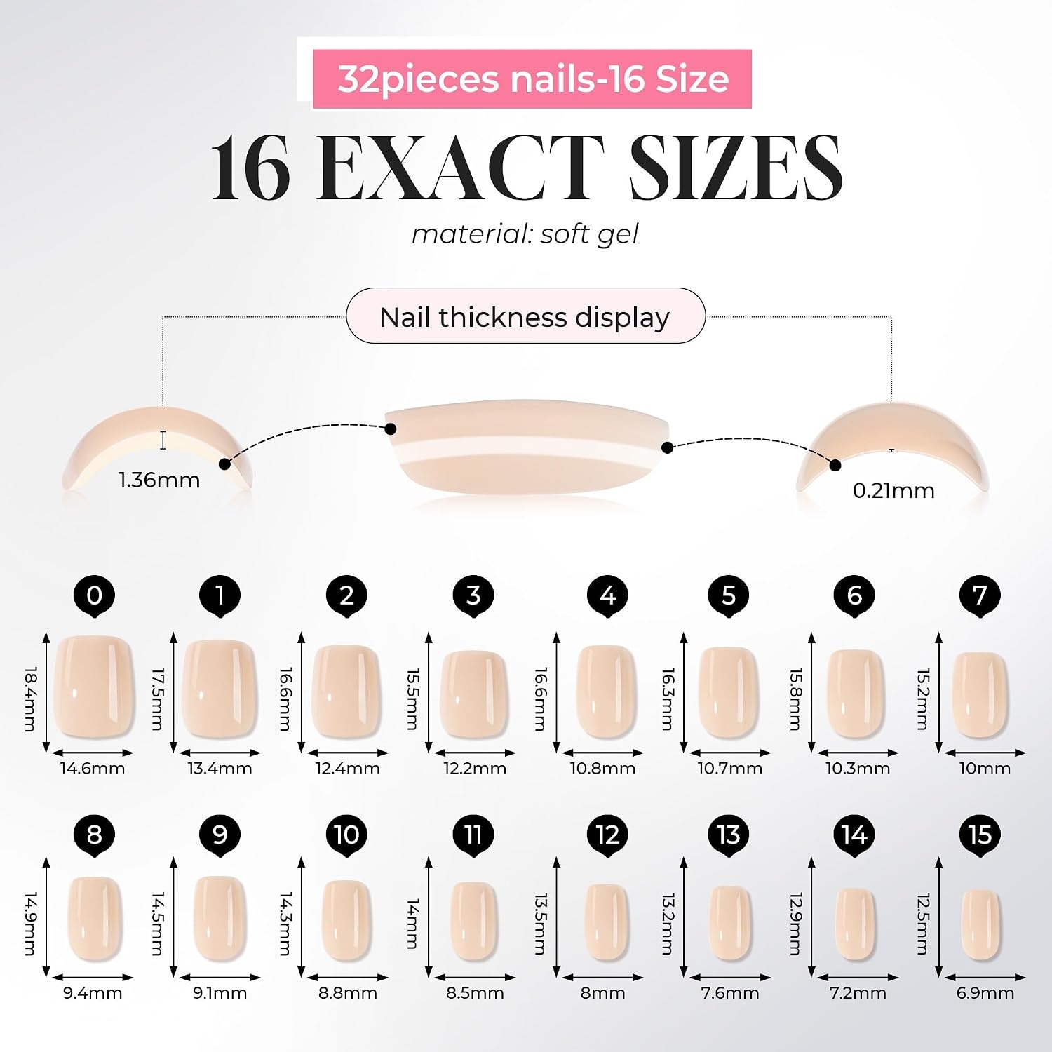 image:imageUNA GELLA Halloween Press On Nails Short Almond 32Pcs Pumpkin Fake Nails Soft Gel Nail Tips Almond Shape in 16 Sizes with Semi Glue and Jelly Tabs Orange Glitter Finish for Party Fall ManicuresNatural Nude Short Square