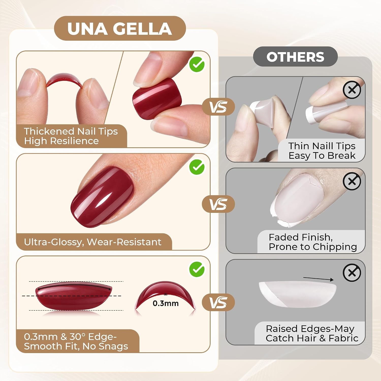 image:imageUNA GELLA Halloween Press On Nails Short Almond 32Pcs Pumpkin Fake Nails Soft Gel Nail Tips Almond Shape in 16 Sizes with Semi Glue and Jelly Tabs Orange Glitter Finish for Party Fall ManicuresGlazed Garnet Short Squoval