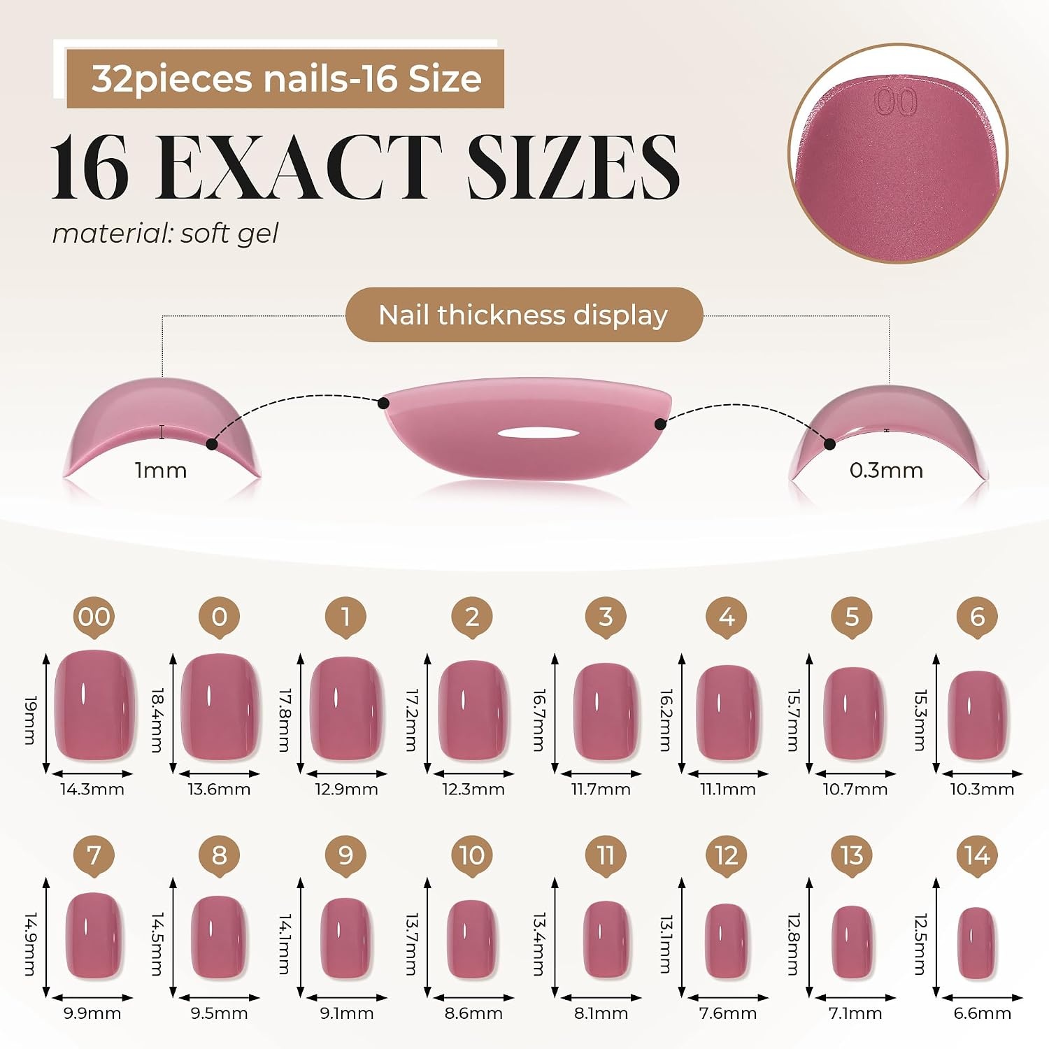 image:imageUNA GELLA Halloween Press On Nails Short Almond 32Pcs Pumpkin Fake Nails Soft Gel Nail Tips Almond Shape in 16 Sizes with Semi Glue and Jelly Tabs Orange Glitter Finish for Party Fall ManicuresMauve Pink Short Squoval