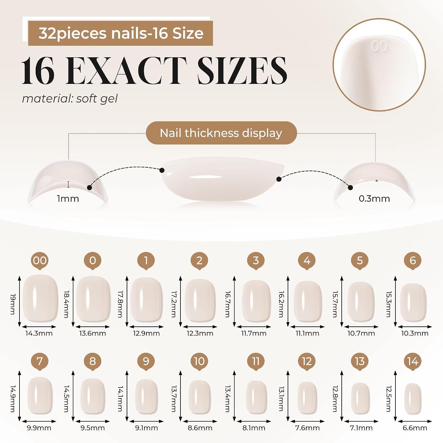 image:imageUNA GELLA Halloween Press On Nails Short Almond 32Pcs Pumpkin Fake Nails Soft Gel Nail Tips Almond Shape in 16 Sizes with Semi Glue and Jelly Tabs Orange Glitter Finish for Party Fall ManicuresCreamy White Short Squoval