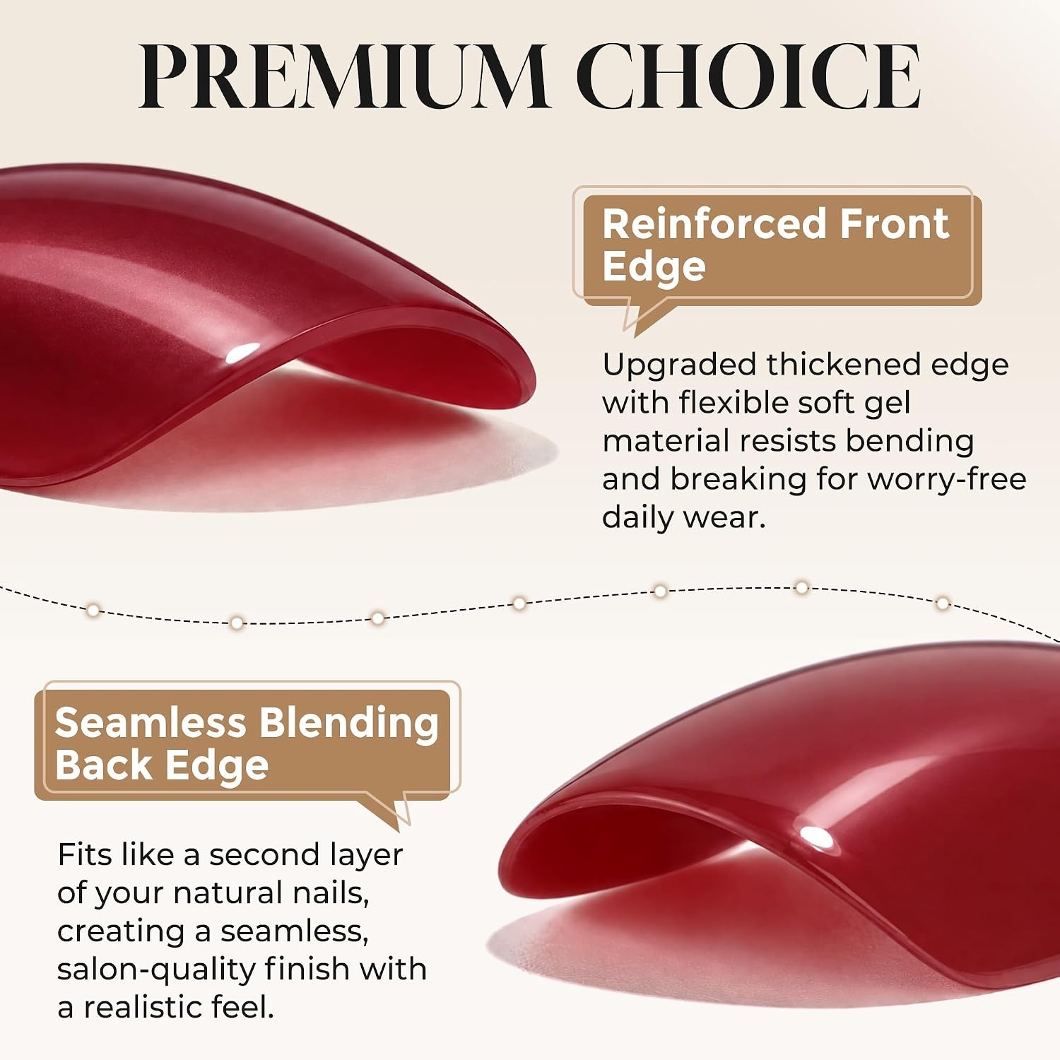 image:imageUNA GELLA Halloween Press On Nails Short Almond 32Pcs Pumpkin Fake Nails Soft Gel Nail Tips Almond Shape in 16 Sizes with Semi Glue and Jelly Tabs Orange Glitter Finish for Party Fall ManicuresGlazed Garnet Short Squoval