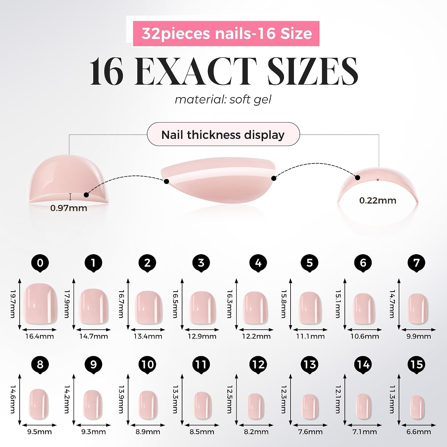 image:imageUNA GELLA Halloween Press On Nails Short Almond 32Pcs Pumpkin Fake Nails Soft Gel Nail Tips Almond Shape in 16 Sizes with Semi Glue and Jelly Tabs Orange Glitter Finish for Party Fall ManicuresNude Pink Short Squoval