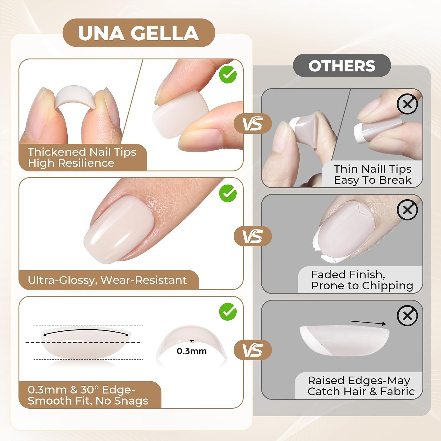 image:imageUNA GELLA Halloween Press On Nails Short Almond 32Pcs Pumpkin Fake Nails Soft Gel Nail Tips Almond Shape in 16 Sizes with Semi Glue and Jelly Tabs Orange Glitter Finish for Party Fall ManicuresCreamy White Short Squoval
