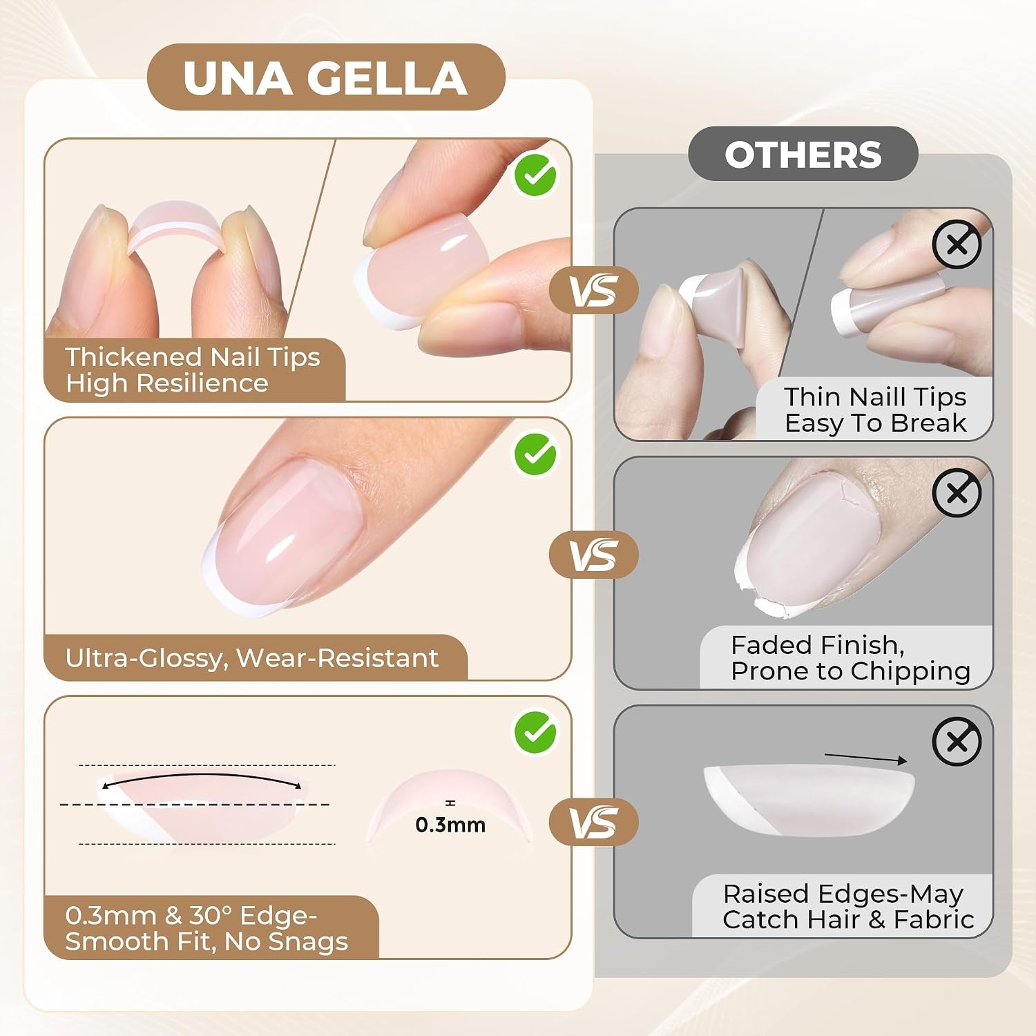 image:imageUNA GELLA Halloween Press On Nails Short Almond 32Pcs Pumpkin Fake Nails Soft Gel Nail Tips Almond Shape in 16 Sizes with Semi Glue and Jelly Tabs Orange Glitter Finish for Party Fall ManicuresClassic French Short Squoval