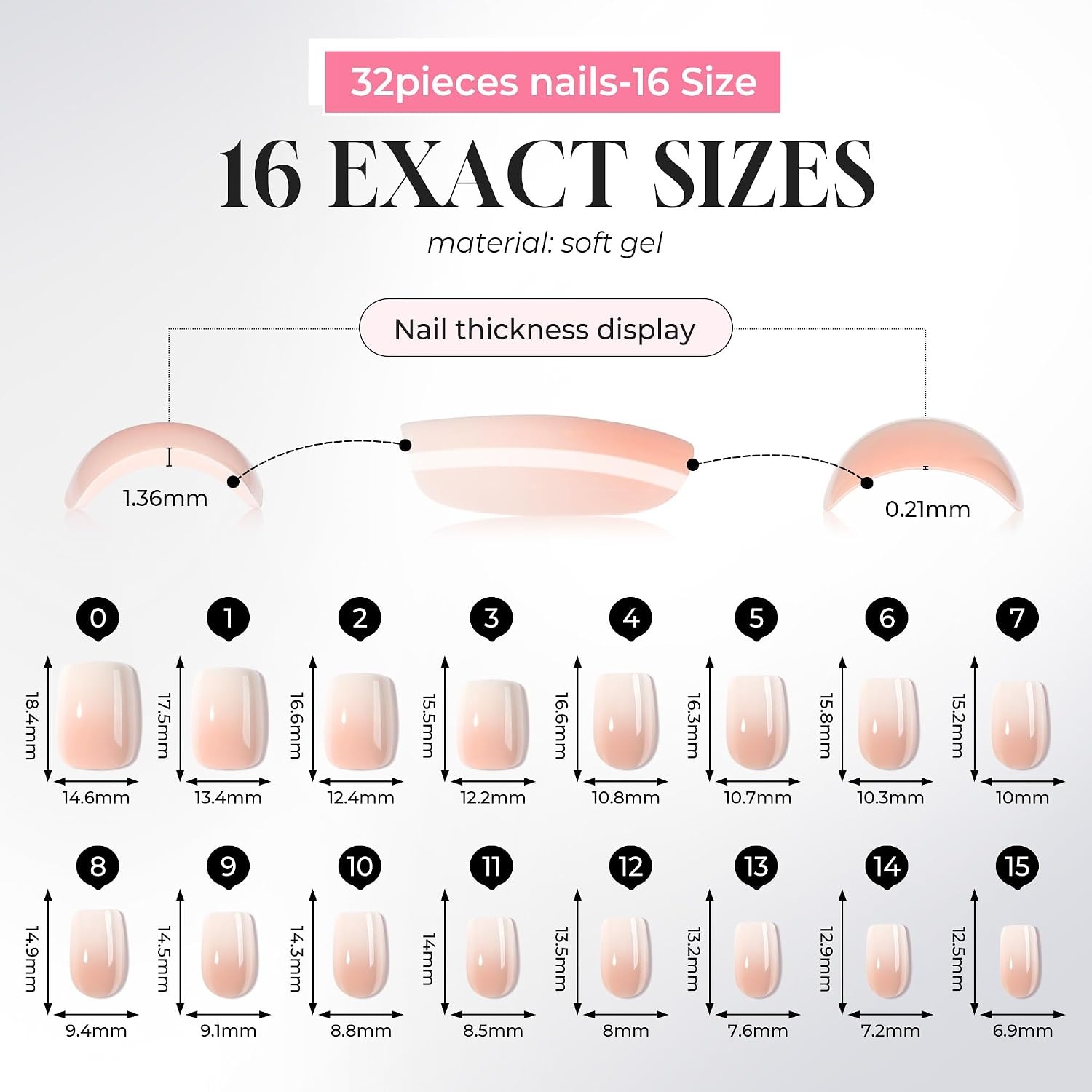 image:imageUNA GELLA Halloween Press On Nails Short Almond 32Pcs Pumpkin Fake Nails Soft Gel Nail Tips Almond Shape in 16 Sizes with Semi Glue and Jelly Tabs Orange Glitter Finish for Party Fall ManicuresOmbre Nude Short Square