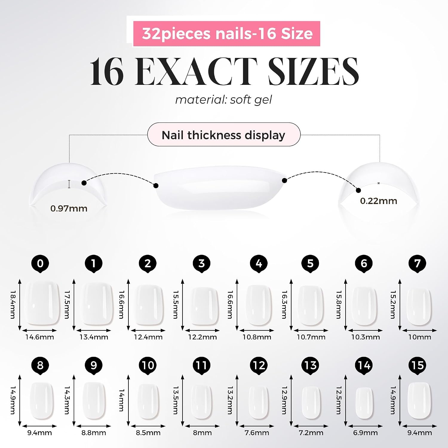 image:imageUNA GELLA Short Square Press On Nails 32 Pcs 16 Sizes Soft Gel Fake Nails Sheer Jelly Light Pink Glossy False Nails for Women Reusable Stick On Nails Kit with Glue and Adhesive TabsCoconut Milk