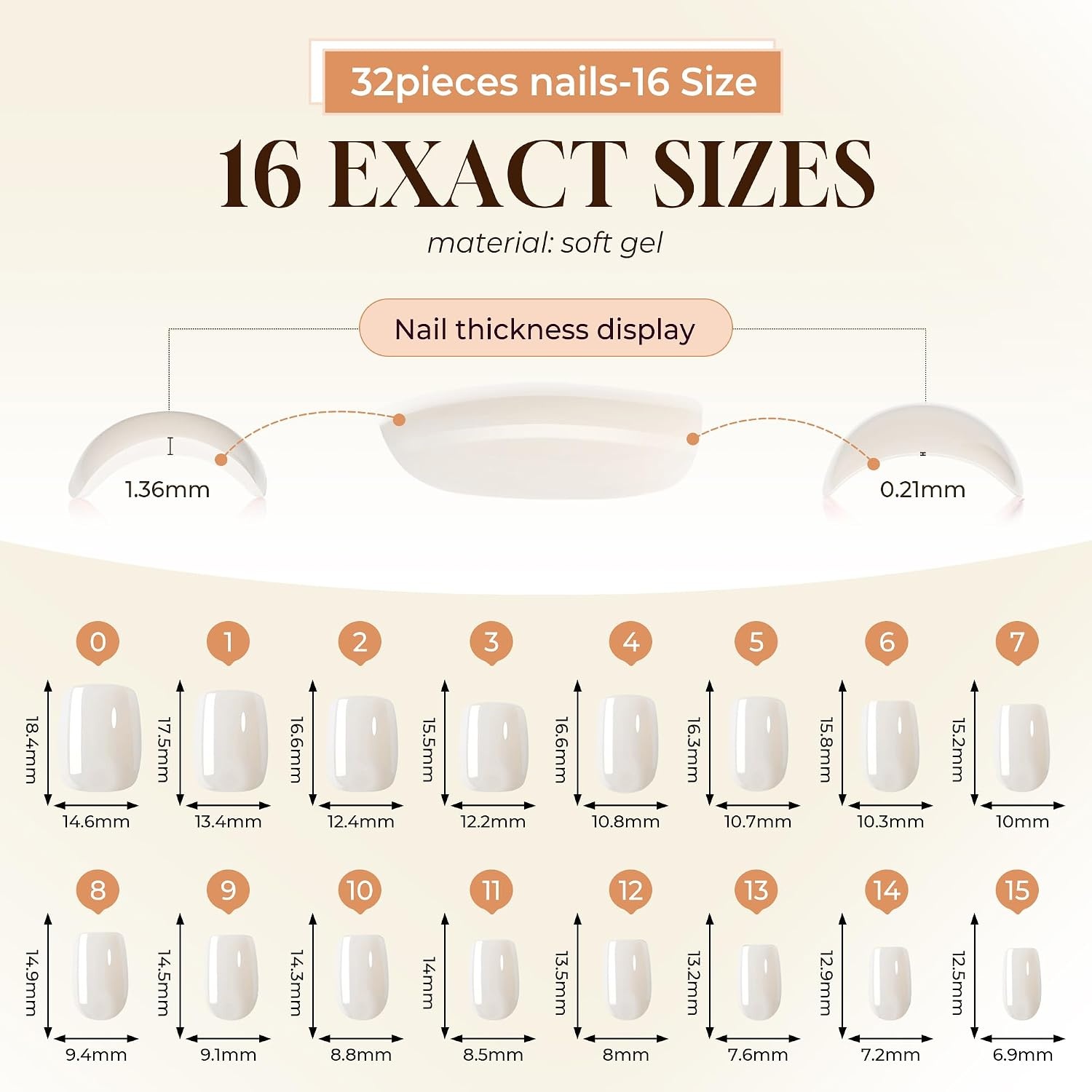 image:imageUNA GELLA Short Square Press On Nails 32 Pcs 16 Sizes Soft Gel Fake Nails Sheer Jelly Light Pink Glossy False Nails for Women Reusable Stick On Nails Kit with Glue and Adhesive TabsChrome Pearl White