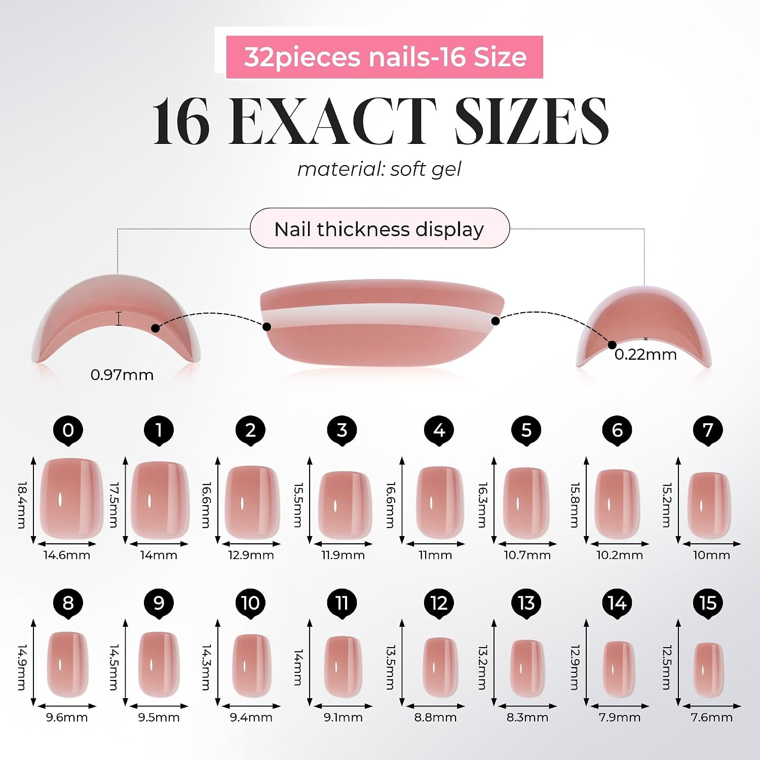 image:imageUNA GELLA Short Square Press On Nails 32 Pcs 16 Sizes Soft Gel Fake Nails Sheer Jelly Light Pink Glossy False Nails for Women Reusable Stick On Nails Kit with Glue and Adhesive TabsMilk Tea Jelly