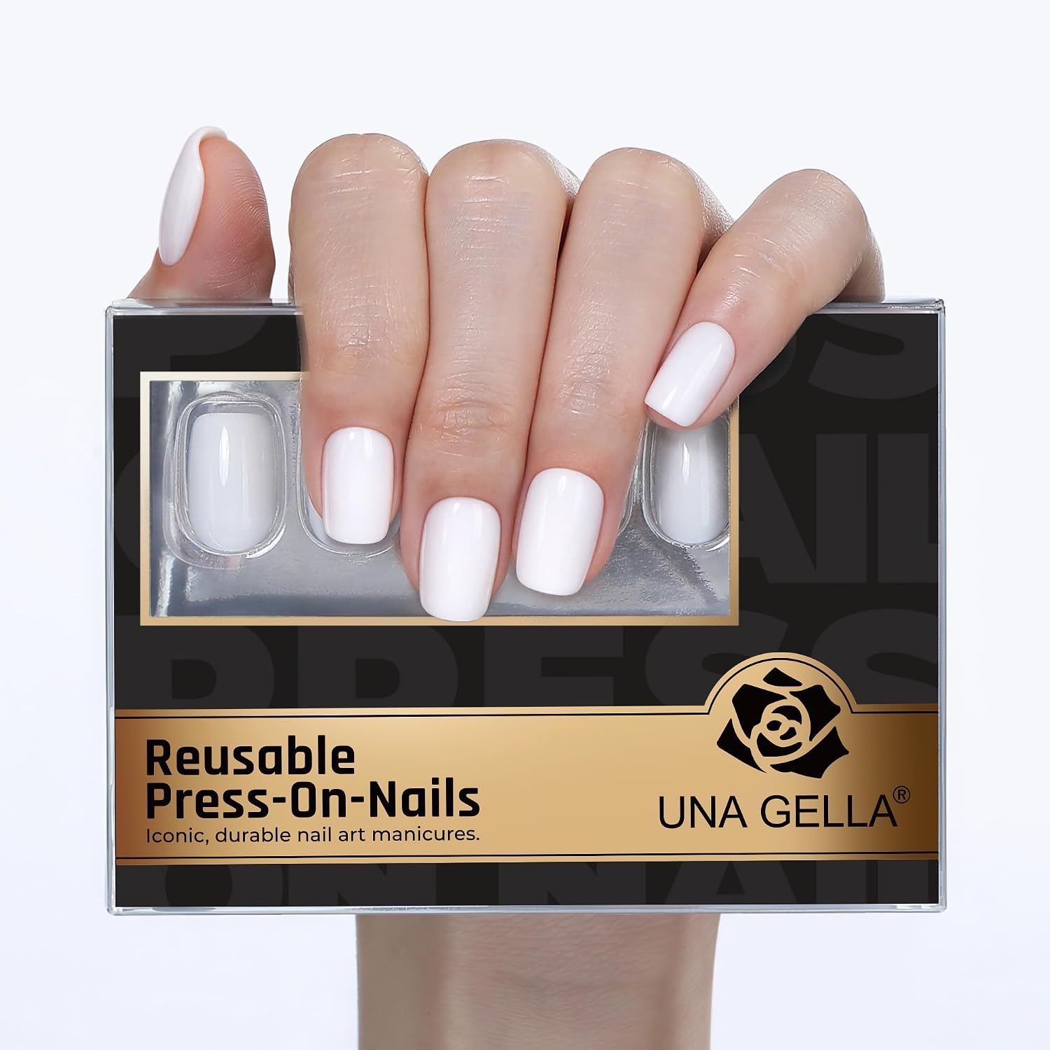 image:imageUNA GELLA Short Square Press On Nails 32 Pcs 16 Sizes Soft Gel Fake Nails Sheer Jelly Light Pink Glossy False Nails for Women Reusable Stick On Nails Kit with Glue and Adhesive TabsCoconut Milk