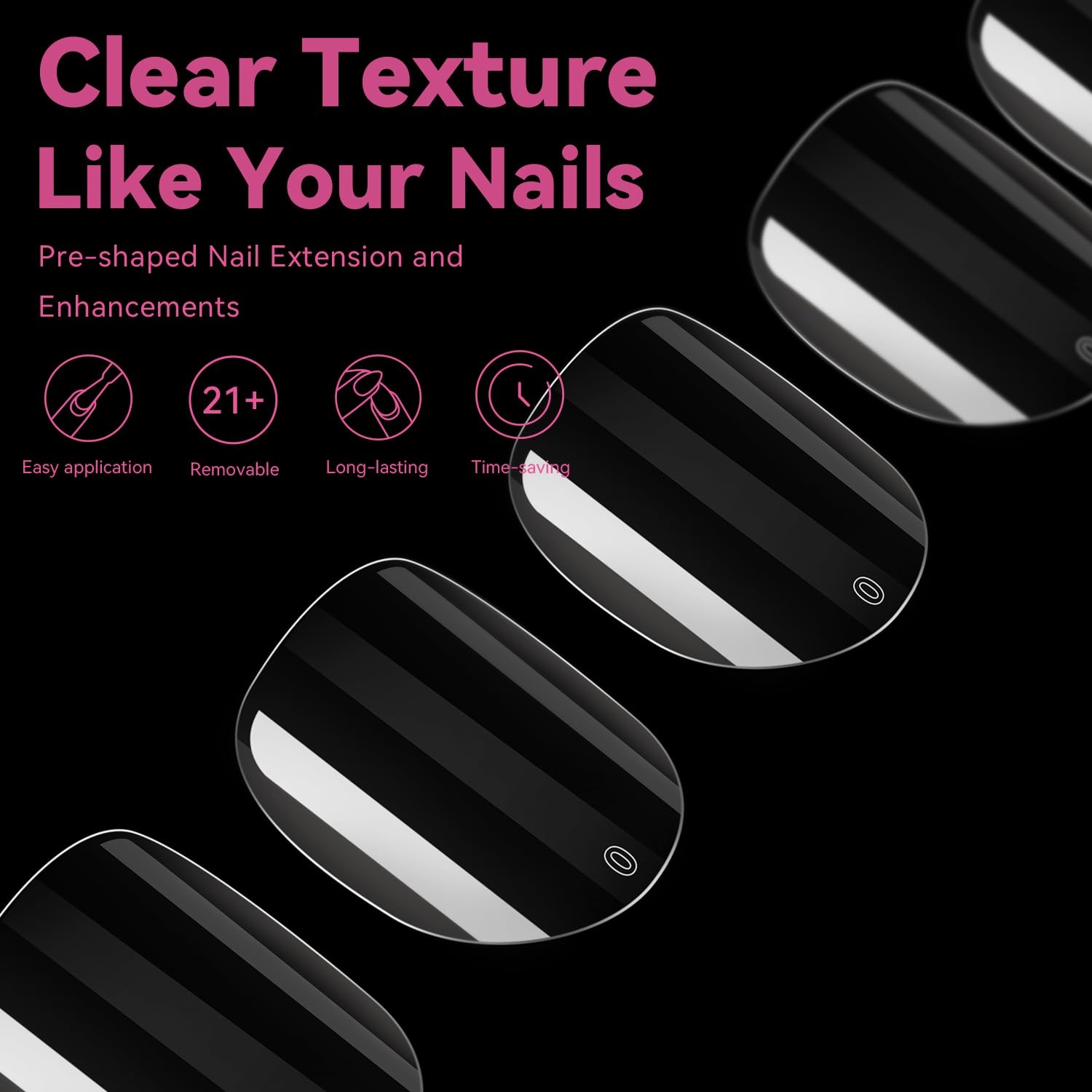 image:imageUNA GELLA Short Square Press On Nails 32 Pcs 16 Sizes Soft Gel Fake Nails Sheer Jelly Light Pink Glossy False Nails for Women Reusable Stick On Nails Kit with Glue and Adhesive TabsZOval