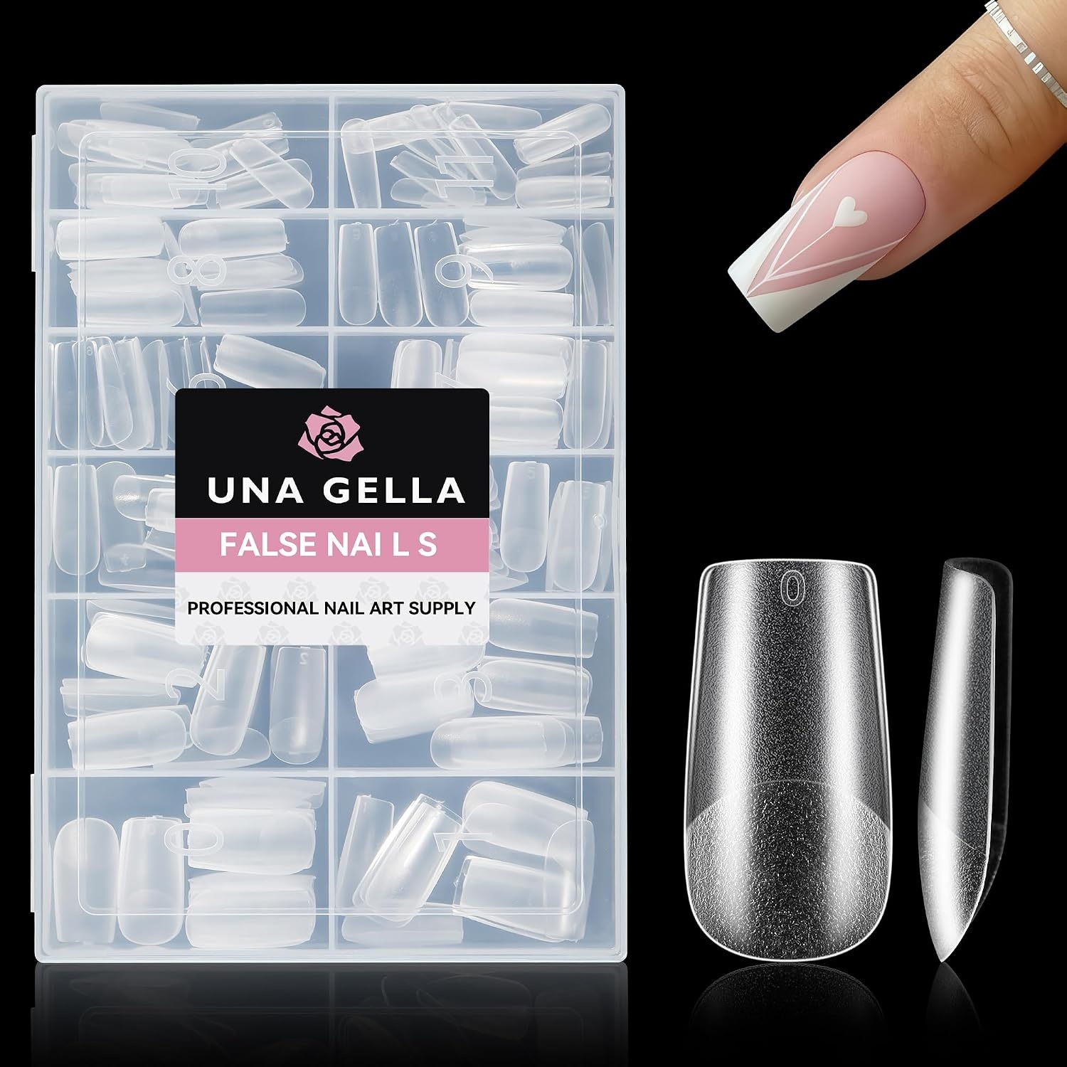 image:imageUNA GELLA Short Square Press On Nails 32 Pcs 16 Sizes Soft Gel Fake Nails Sheer Jelly Light Pink Glossy False Nails for Women Reusable Stick On Nails Kit with Glue and Adhesive TabsZMedium Square