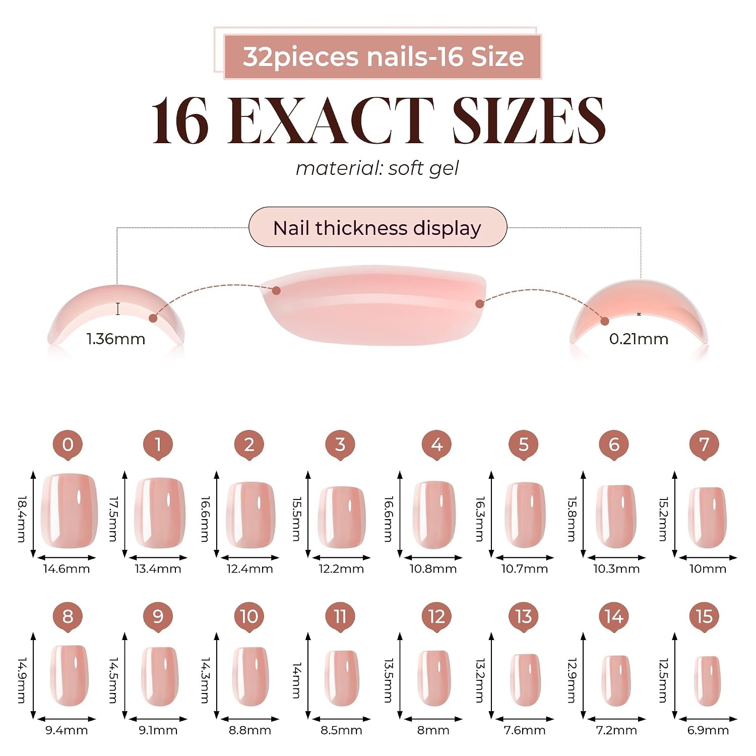 image:imageUNA GELLA Short Square Press On Nails 32 Pcs 16 Sizes Soft Gel Fake Nails Sheer Jelly Light Pink Glossy False Nails for Women Reusable Stick On Nails Kit with Glue and Adhesive TabsChrome Nude Pink