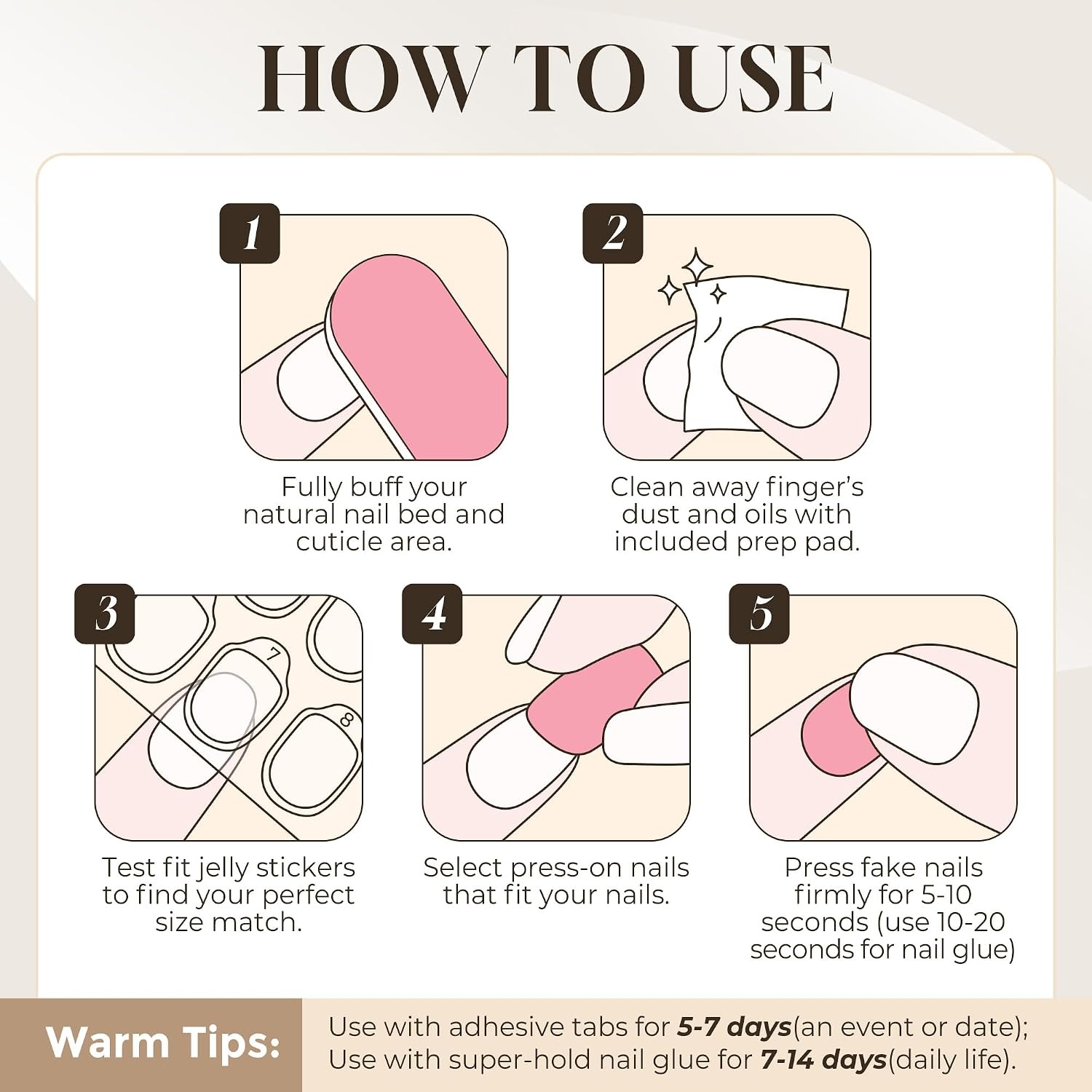 image:imageUNA GELLA Short Square Press On Nails 32 Pcs 16 Sizes Soft Gel Fake Nails Sheer Jelly Light Pink Glossy False Nails for Women Reusable Stick On Nails Kit with Glue and Adhesive TabsANude Cream