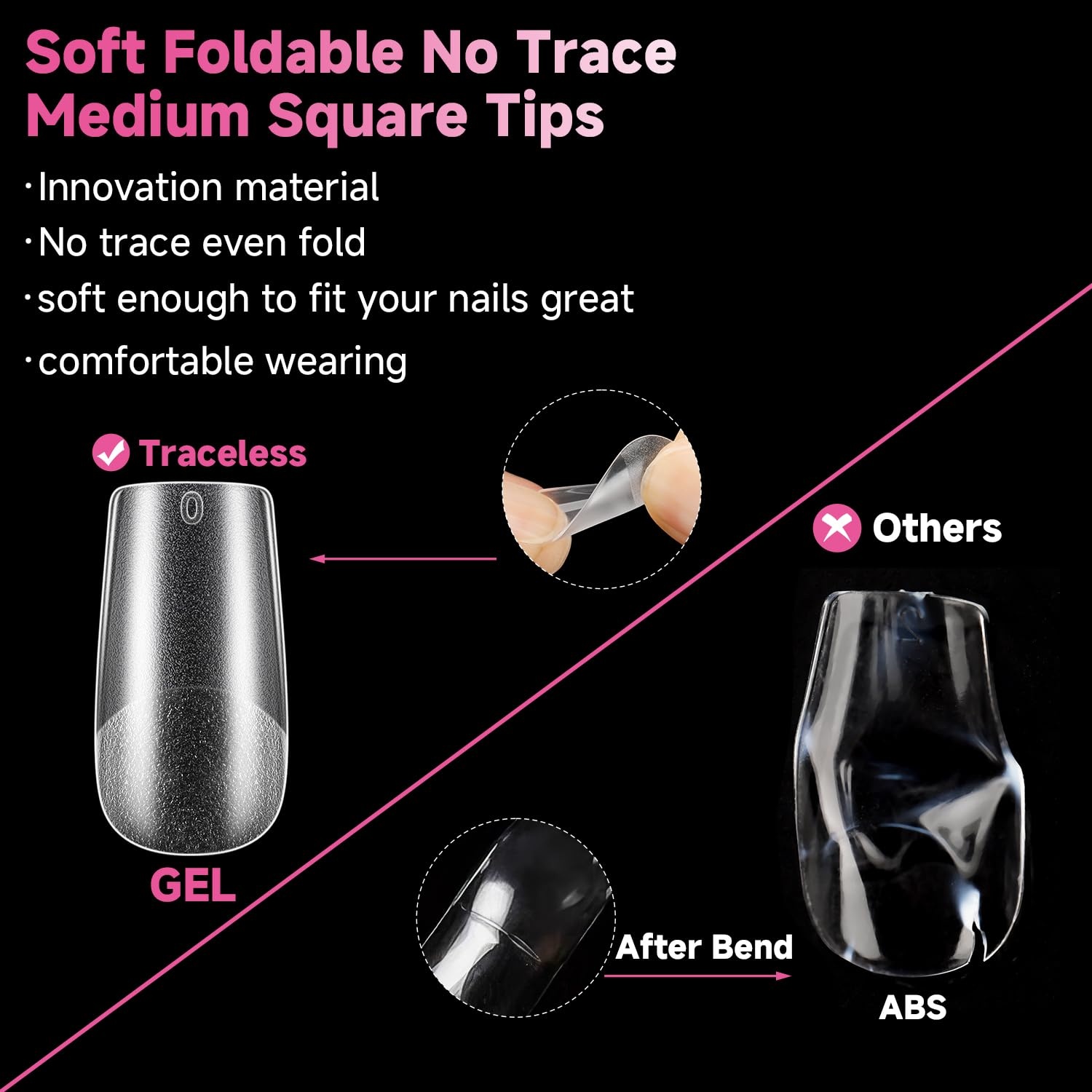 image:imageUNA GELLA Short Square Press On Nails 32 Pcs 16 Sizes Soft Gel Fake Nails Sheer Jelly Light Pink Glossy False Nails for Women Reusable Stick On Nails Kit with Glue and Adhesive TabsZMedium Square
