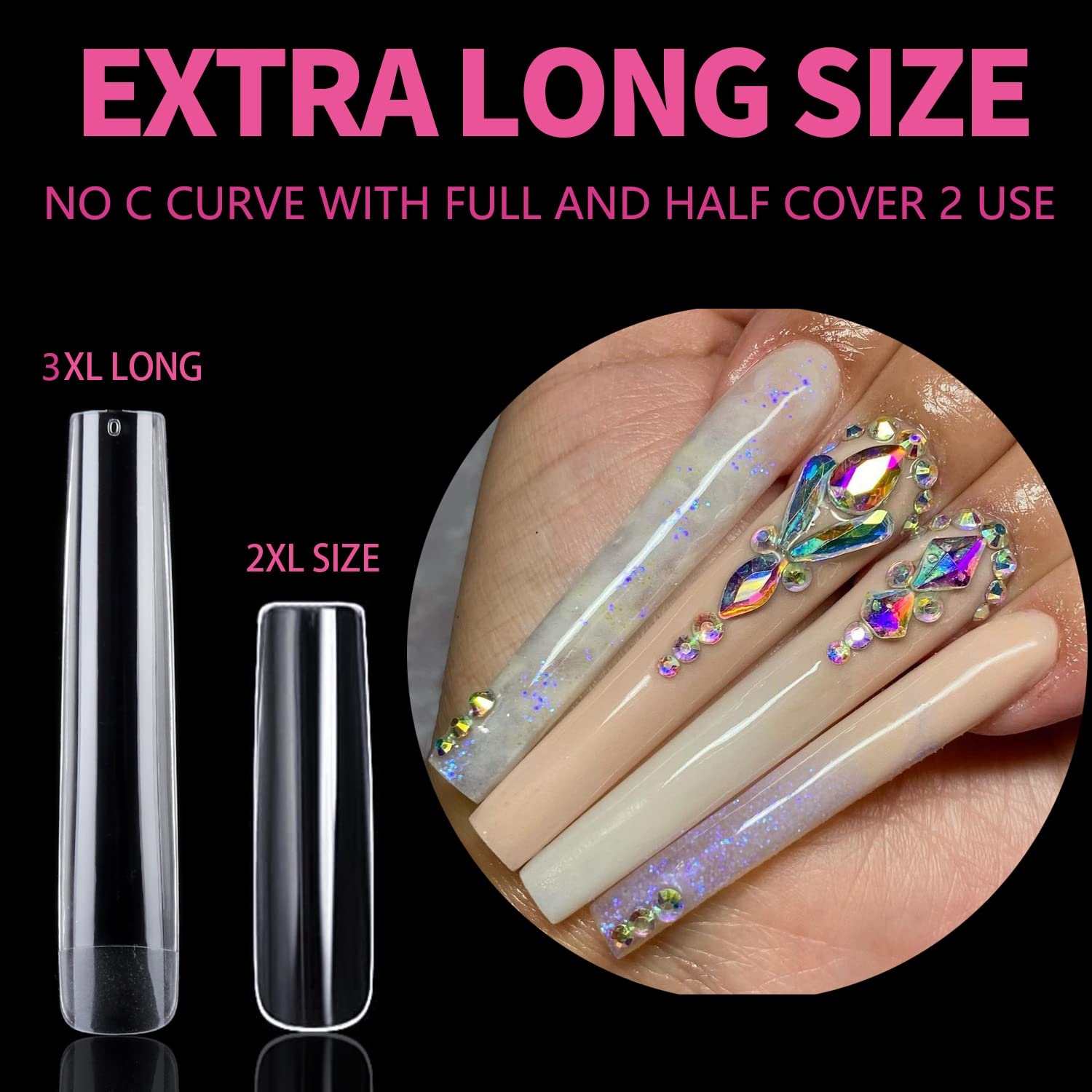 image:imageUNA GELLA Short Square Press On Nails 32 Pcs 16 Sizes Soft Gel Fake Nails Sheer Jelly Light Pink Glossy False Nails for Women Reusable Stick On Nails Kit with Glue and Adhesive TabsZLong Square
