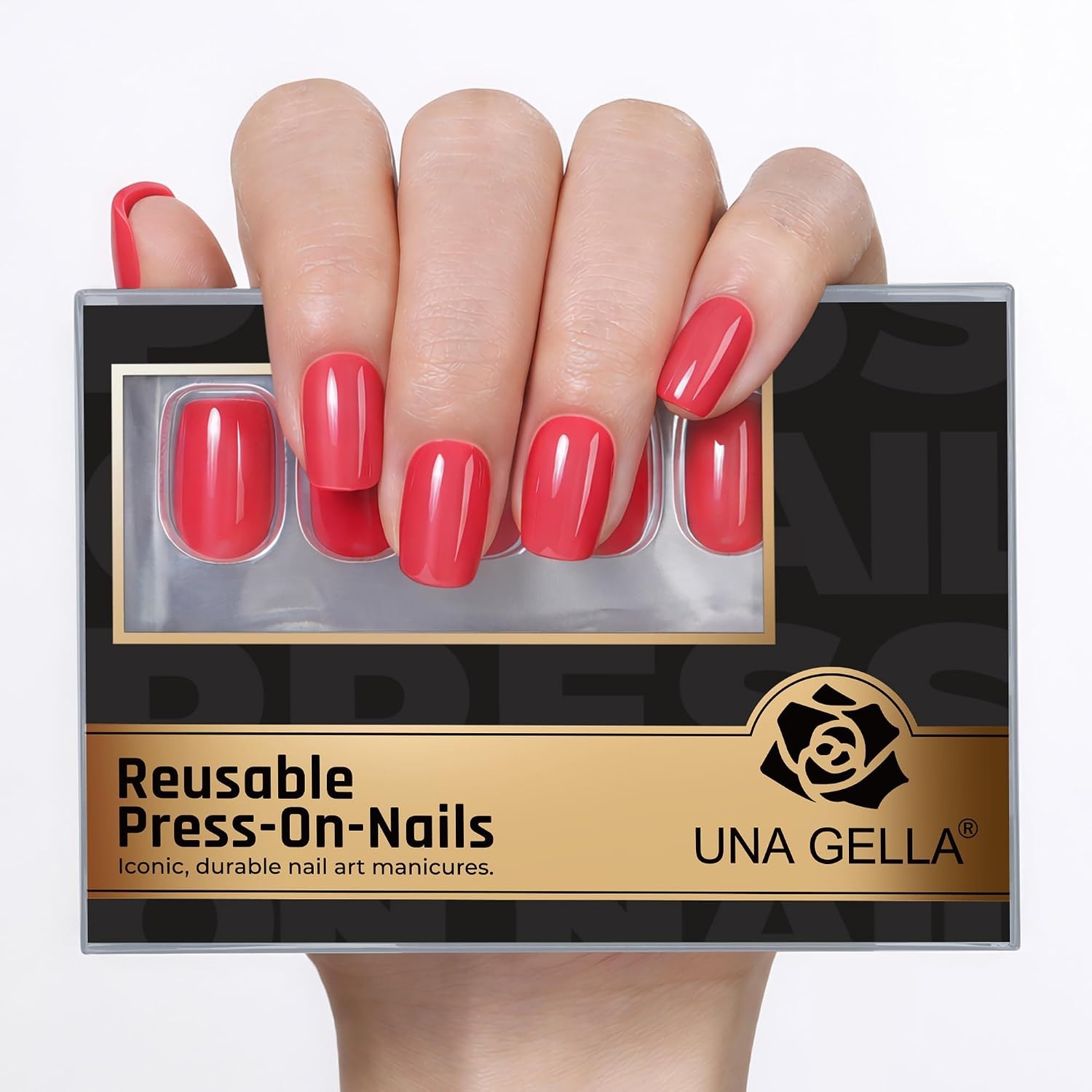 image:imageUNA GELLA Short Square Press On Nails 32 Pcs 16 Sizes Soft Gel Fake Nails Sheer Jelly Light Pink Glossy False Nails for Women Reusable Stick On Nails Kit with Glue and Adhesive TabsWatermelon Sugar