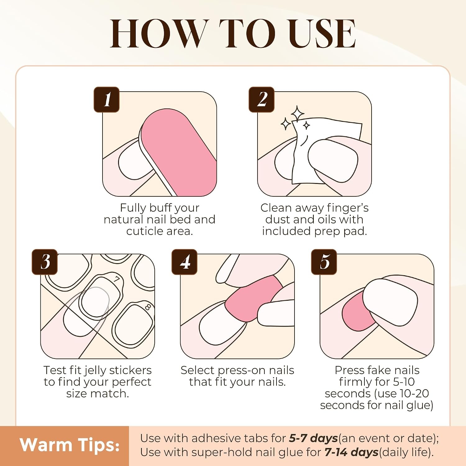 image:imageUNA GELLA Short Square Press On Nails 32 Pcs 16 Sizes Soft Gel Fake Nails Sheer Jelly Light Pink Glossy False Nails for Women Reusable Stick On Nails Kit with Glue and Adhesive TabsChrome Pearl White