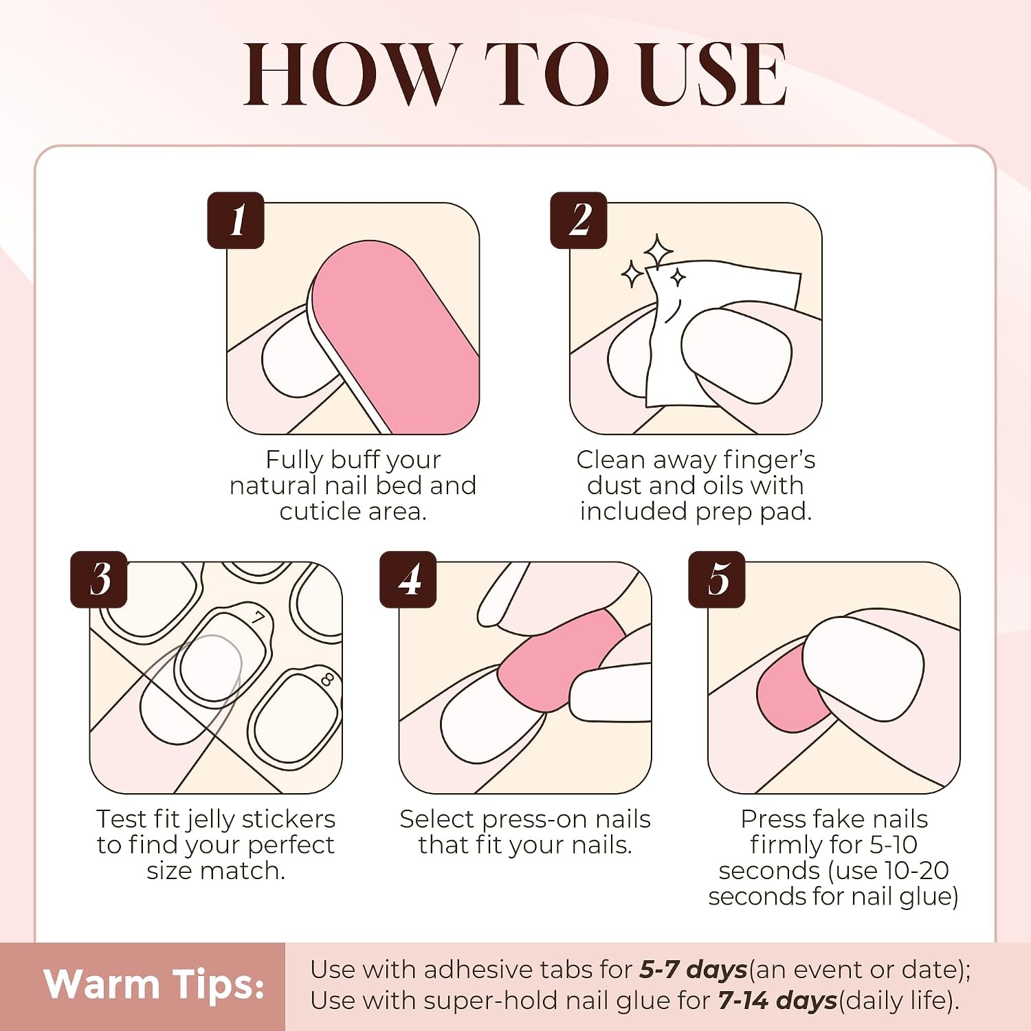 image:imageUNA GELLA Short Square Press On Nails 32 Pcs 16 Sizes Soft Gel Fake Nails Sheer Jelly Light Pink Glossy False Nails for Women Reusable Stick On Nails Kit with Glue and Adhesive TabsChrome Nude Pink