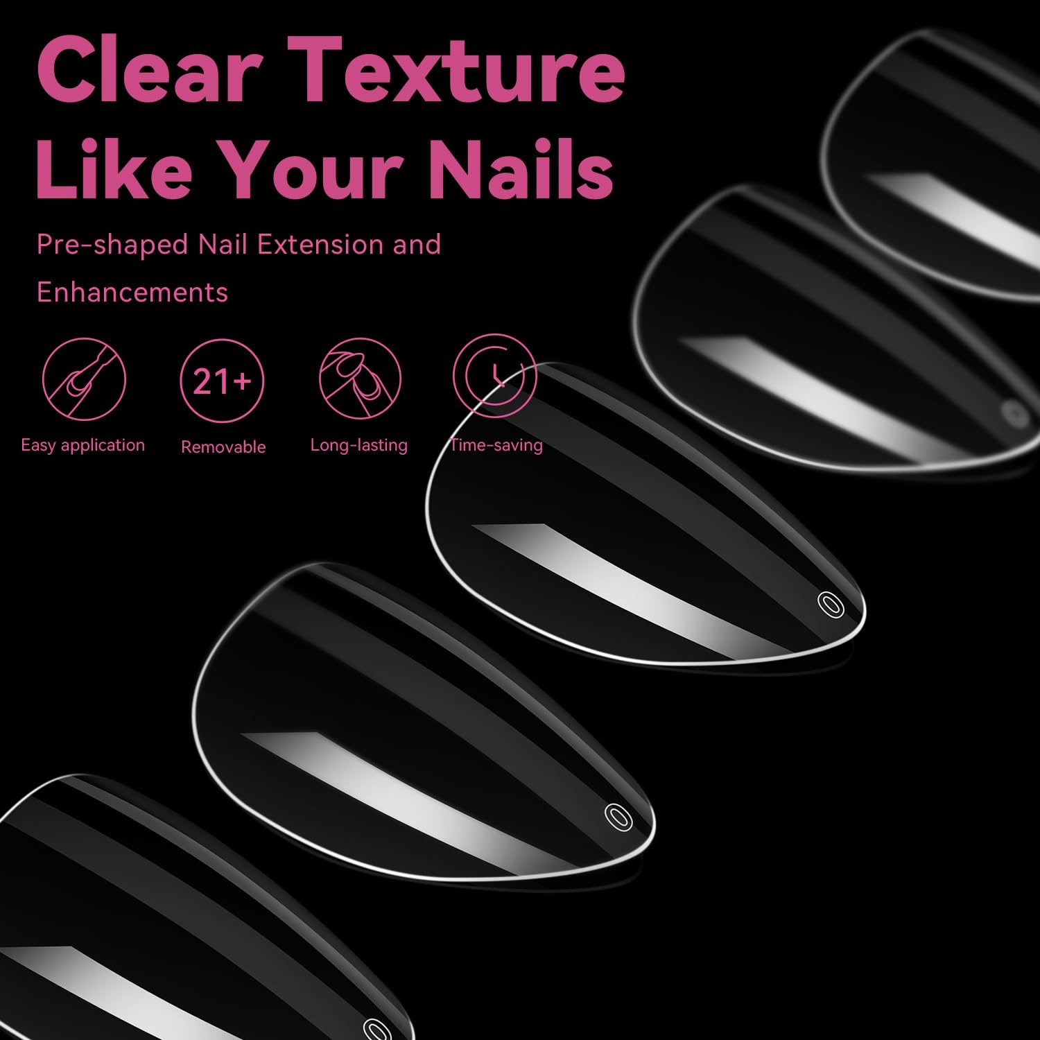 image:imageUNA GELLA Short Square Press On Nails 32 Pcs 16 Sizes Soft Gel Fake Nails Sheer Jelly Light Pink Glossy False Nails for Women Reusable Stick On Nails Kit with Glue and Adhesive TabsZShort Almond Clear
