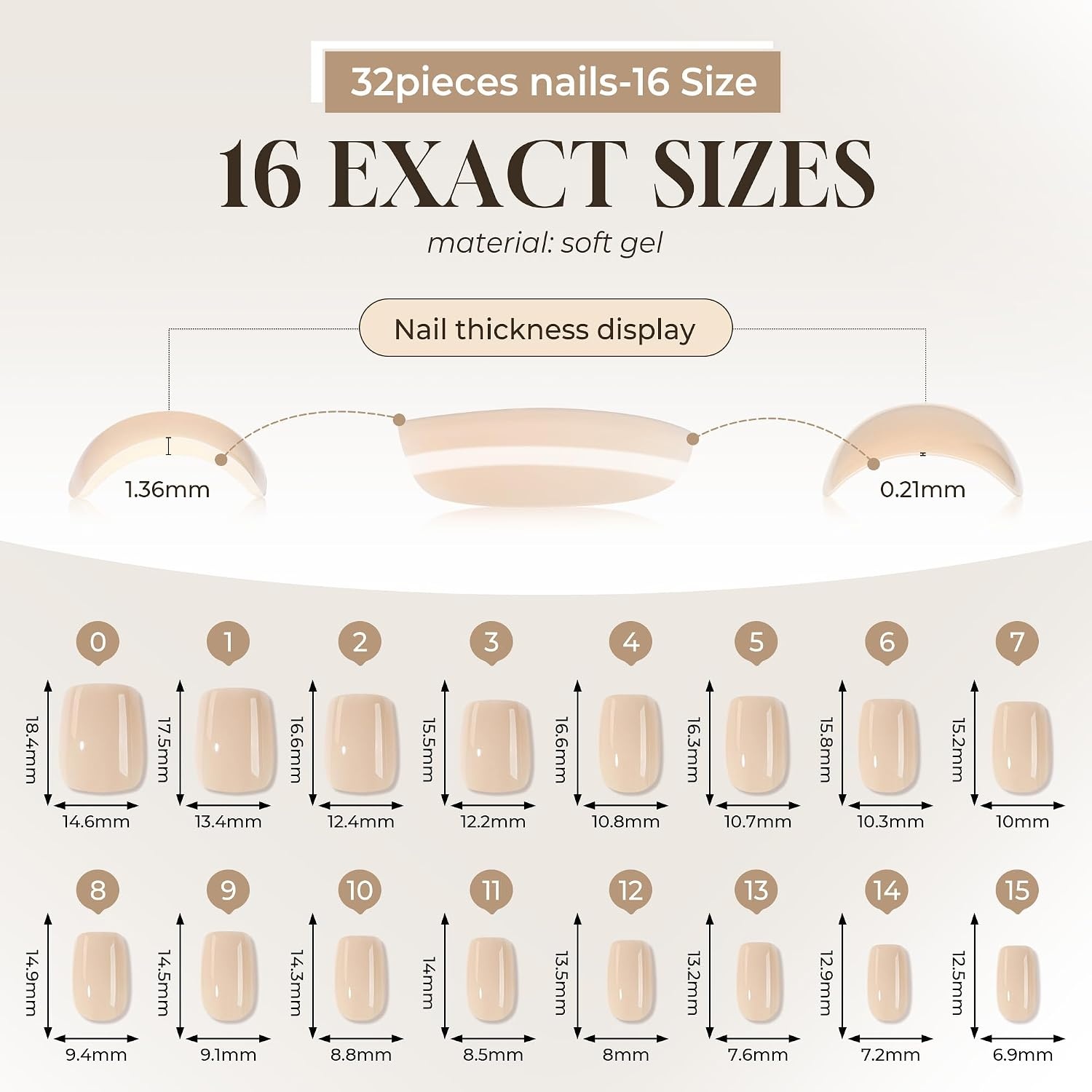 image:imageUNA GELLA Short Square Press On Nails 32 Pcs 16 Sizes Soft Gel Fake Nails Sheer Jelly Light Pink Glossy False Nails for Women Reusable Stick On Nails Kit with Glue and Adhesive TabsANude