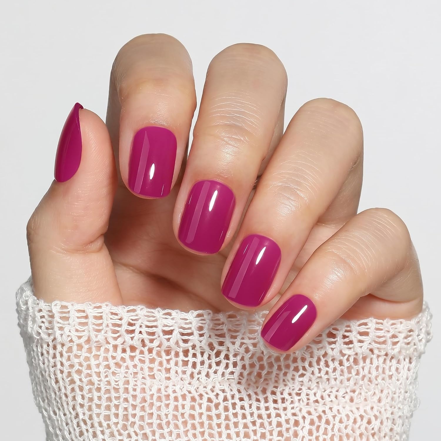image:imageUNA GELLA Short Squoval Press On Nails 32Pcs 16 Sizes Soft Gel Round Fake Nails with Silver Cat Eye Effect Light Pink Reusable Artificial Stick On Nails Kit with Glue and Adhesive TabsDragonfruit Glaze