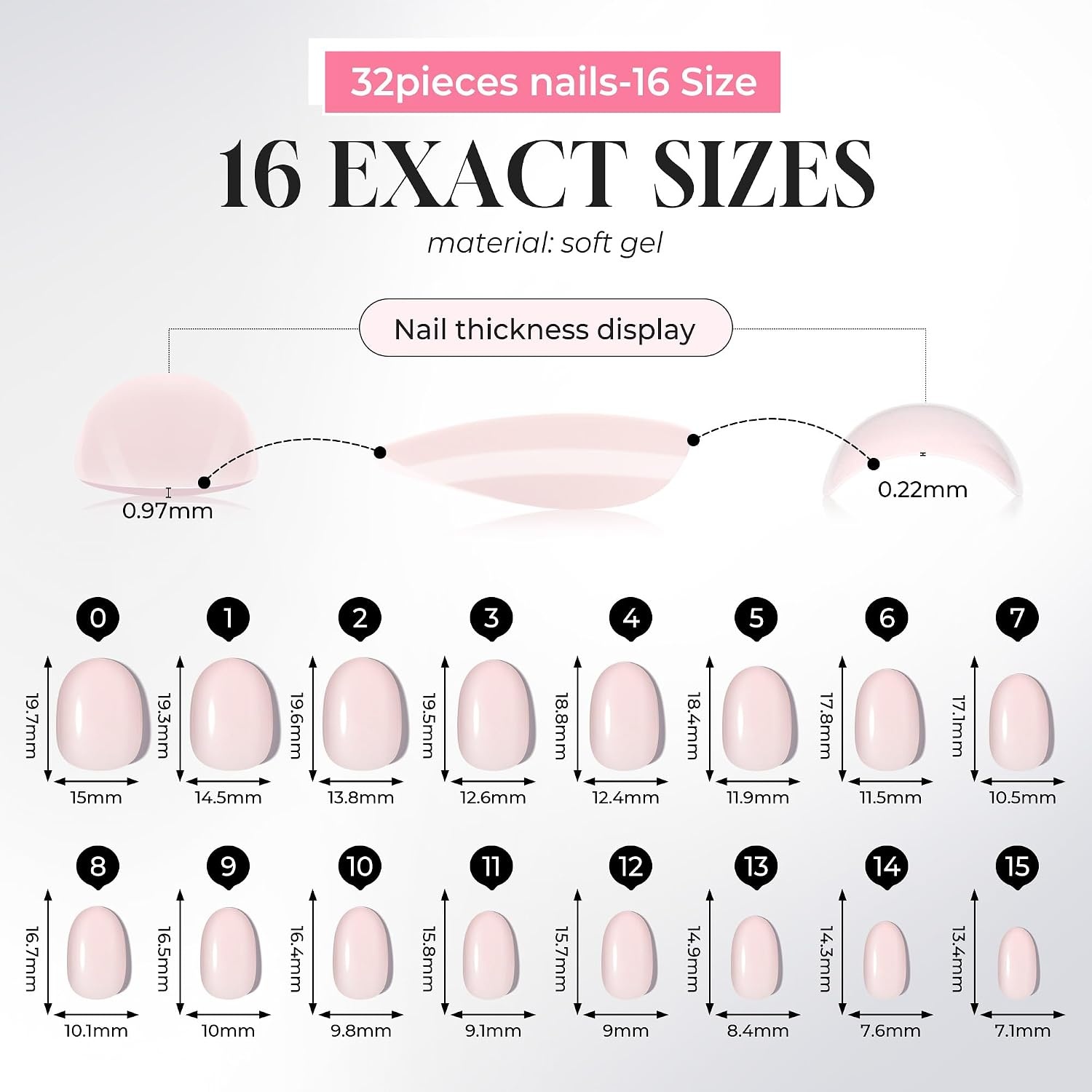 image:imageUNA GELLA Short Squoval Press On Nails 32Pcs 16 Sizes Soft Gel Round Fake Nails with Silver Cat Eye Effect Light Pink Reusable Artificial Stick On Nails Kit with Glue and Adhesive TabsCloud Pink