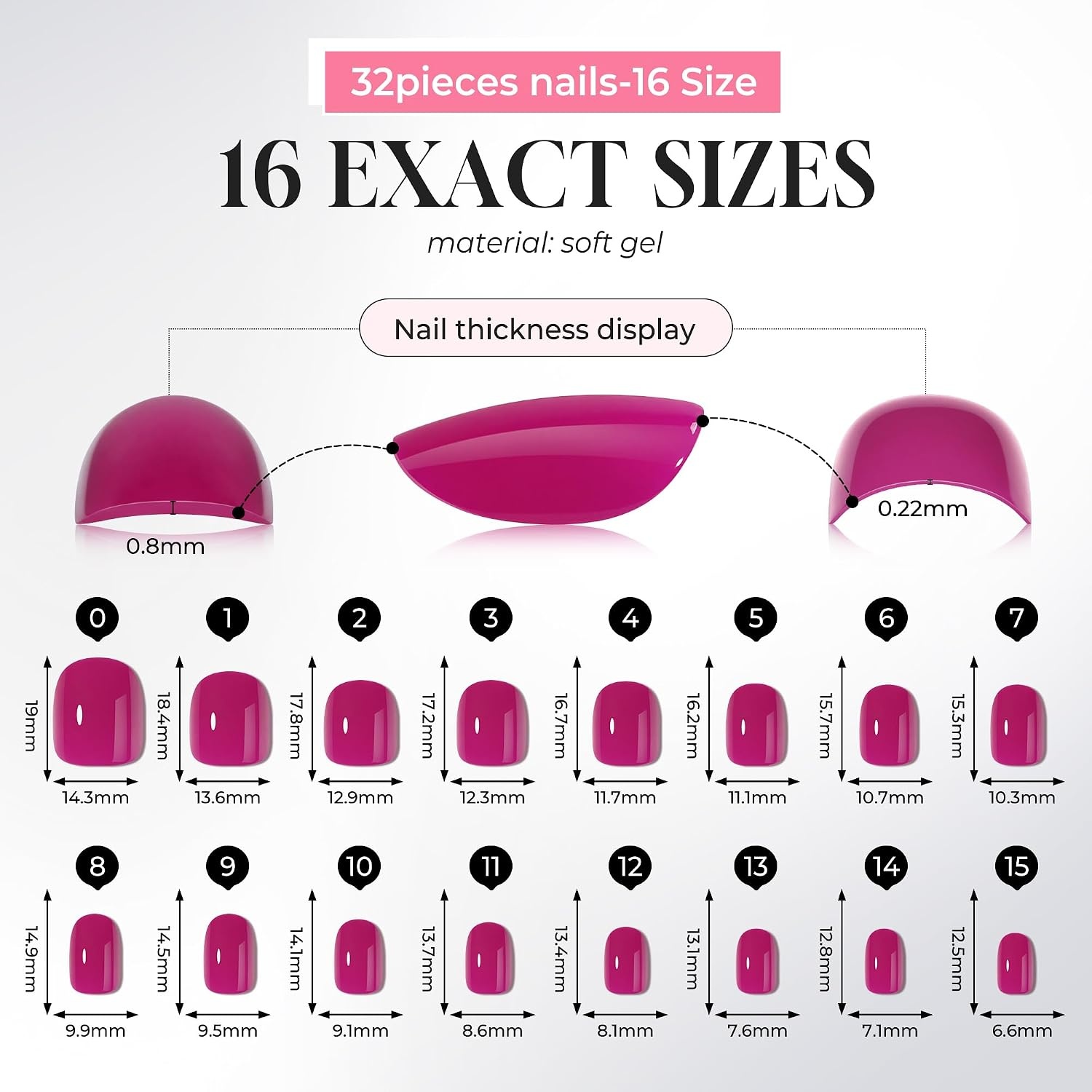 image:imageUNA GELLA Short Squoval Press On Nails 32Pcs 16 Sizes Soft Gel Round Fake Nails with Silver Cat Eye Effect Light Pink Reusable Artificial Stick On Nails Kit with Glue and Adhesive TabsDragonfruit Glaze