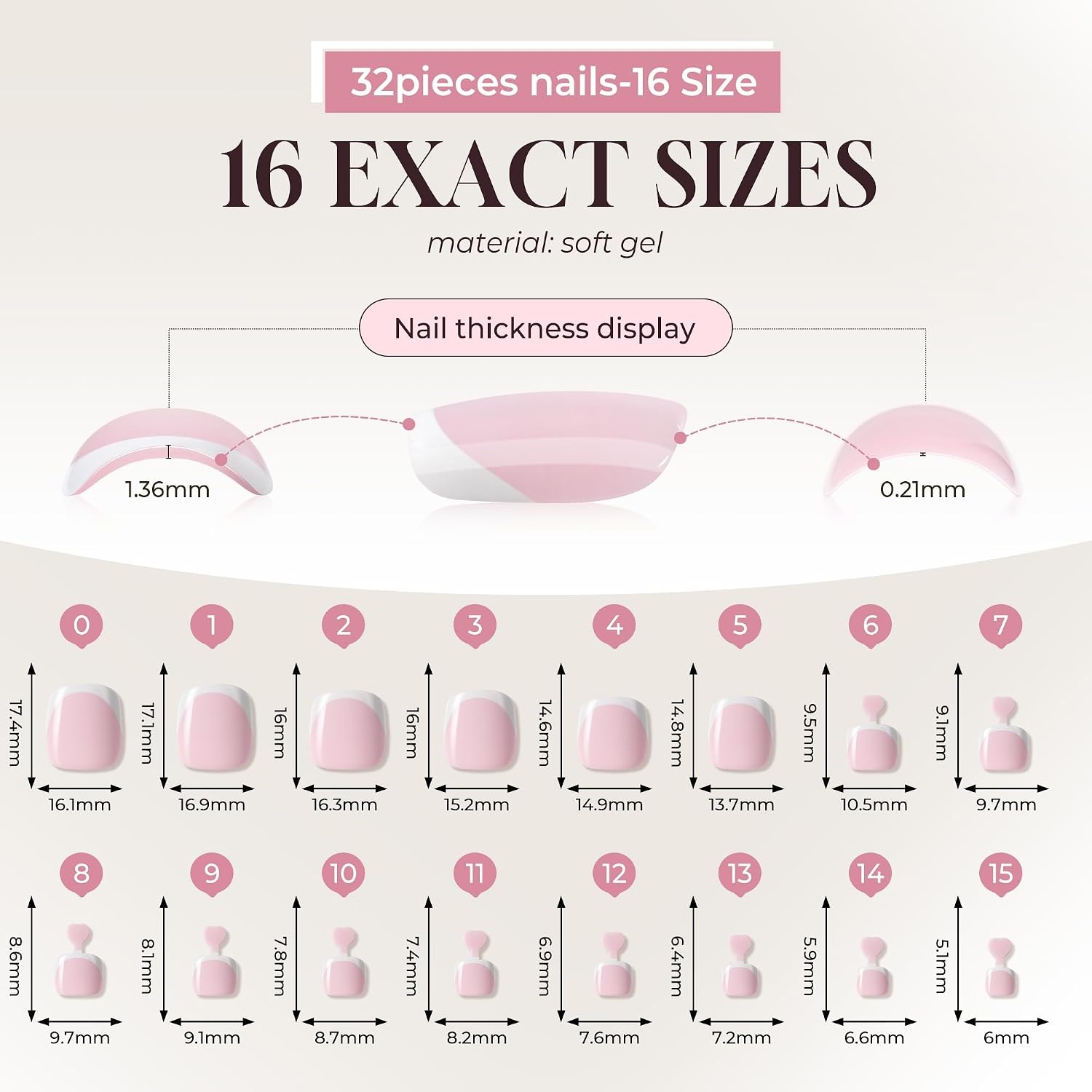 image:imageUNA GELLA Short Squoval Press On Nails 32Pcs 16 Sizes Soft Gel Round Fake Nails with Silver Cat Eye Effect Light Pink Reusable Artificial Stick On Nails Kit with Glue and Adhesive TabsToe Pink French