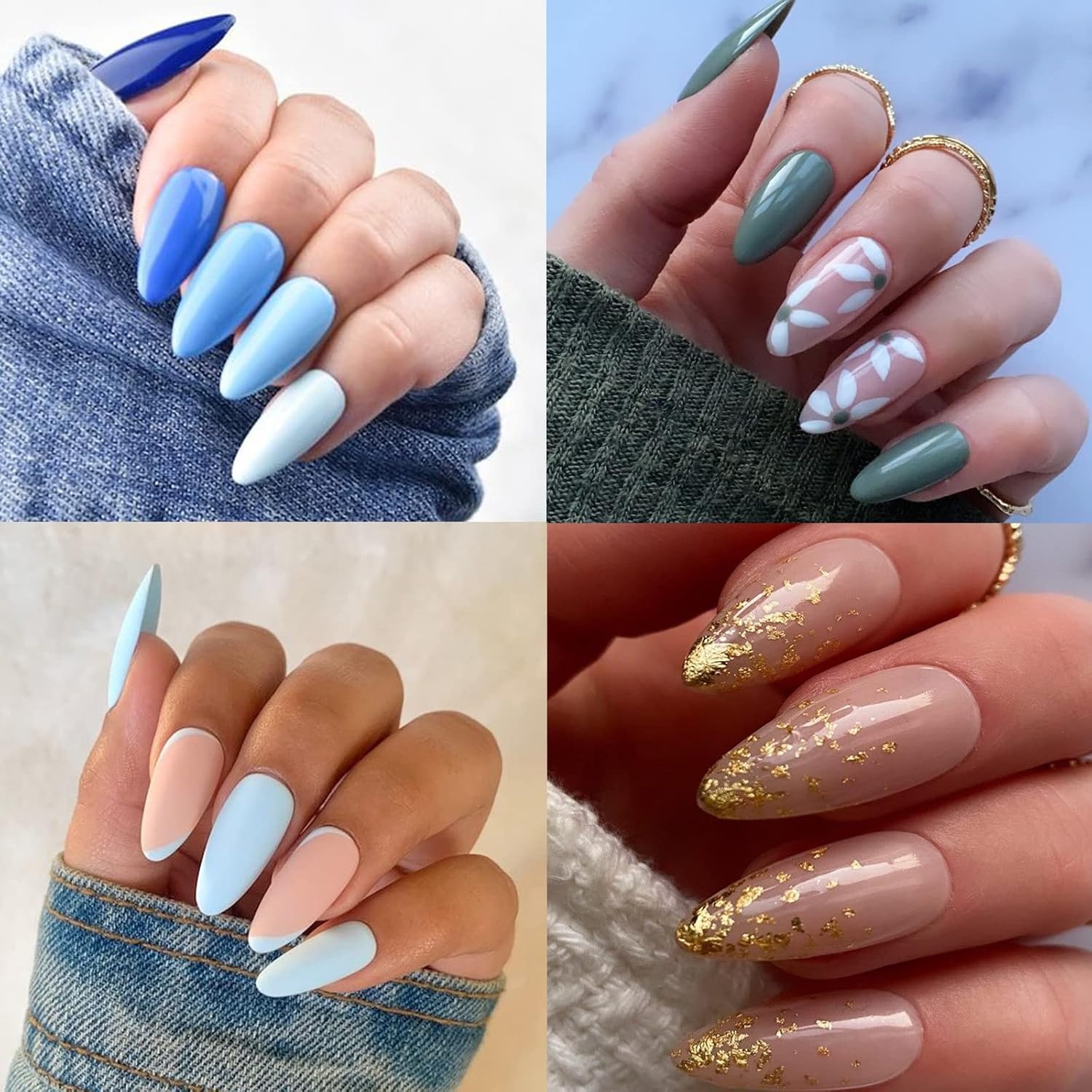 image:imageUNA GELLA Short Squoval Press On Nails 32Pcs 16 Sizes Soft Gel Round Fake Nails with Silver Cat Eye Effect Light Pink Reusable Artificial Stick On Nails Kit with Glue and Adhesive TabsZMedium Almond