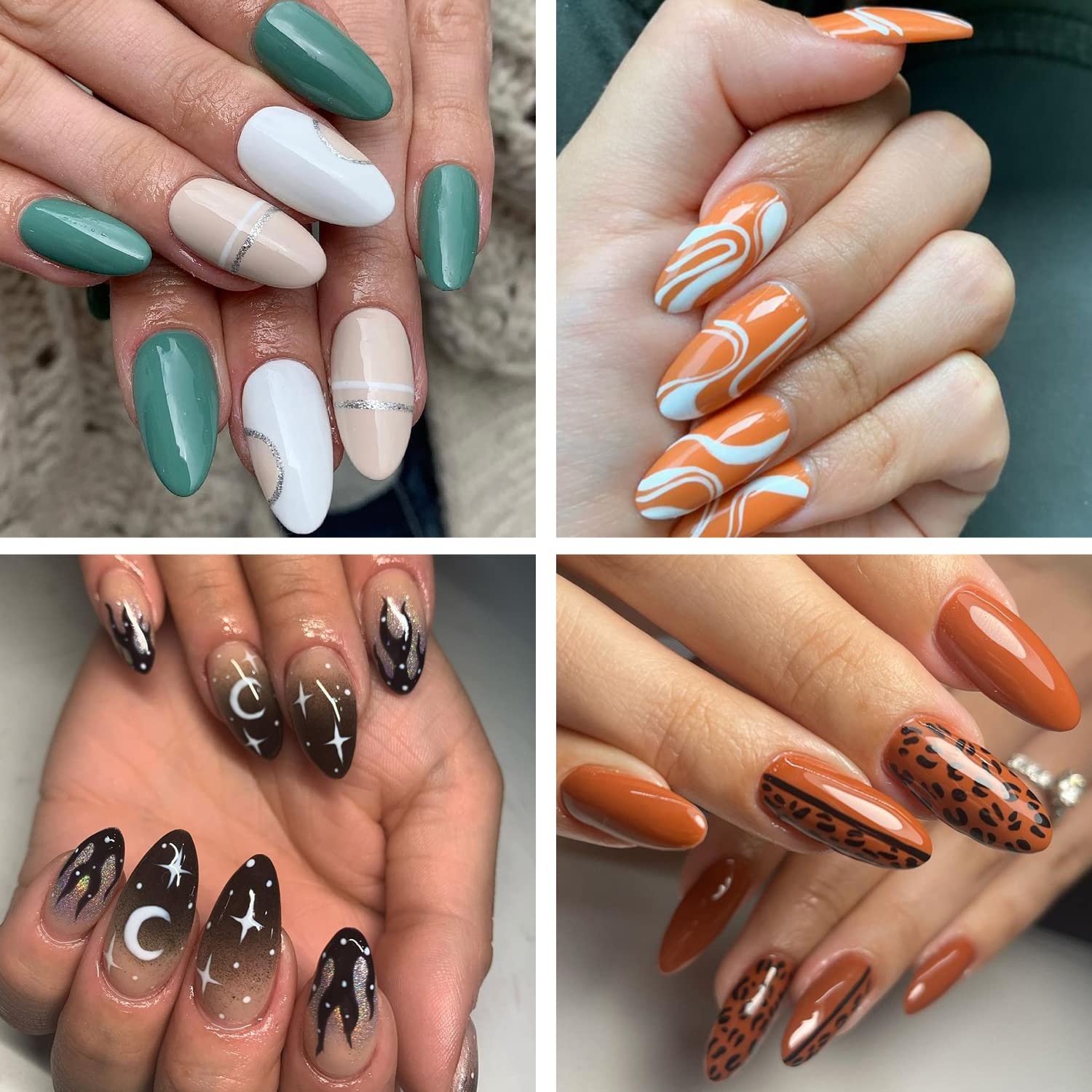 image:imageUNA GELLA Short Squoval Press On Nails 32Pcs 16 Sizes Soft Gel Round Fake Nails with Silver Cat Eye Effect Light Pink Reusable Artificial Stick On Nails Kit with Glue and Adhesive TabsZMedium Almond