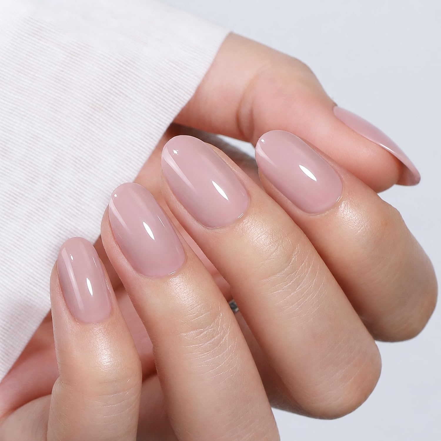 image:imageUNA GELLA Short Squoval Press On Nails 32Pcs 16 Sizes Soft Gel Round Fake Nails with Silver Cat Eye Effect Light Pink Reusable Artificial Stick On Nails Kit with Glue and Adhesive TabsBlush Nude Pink