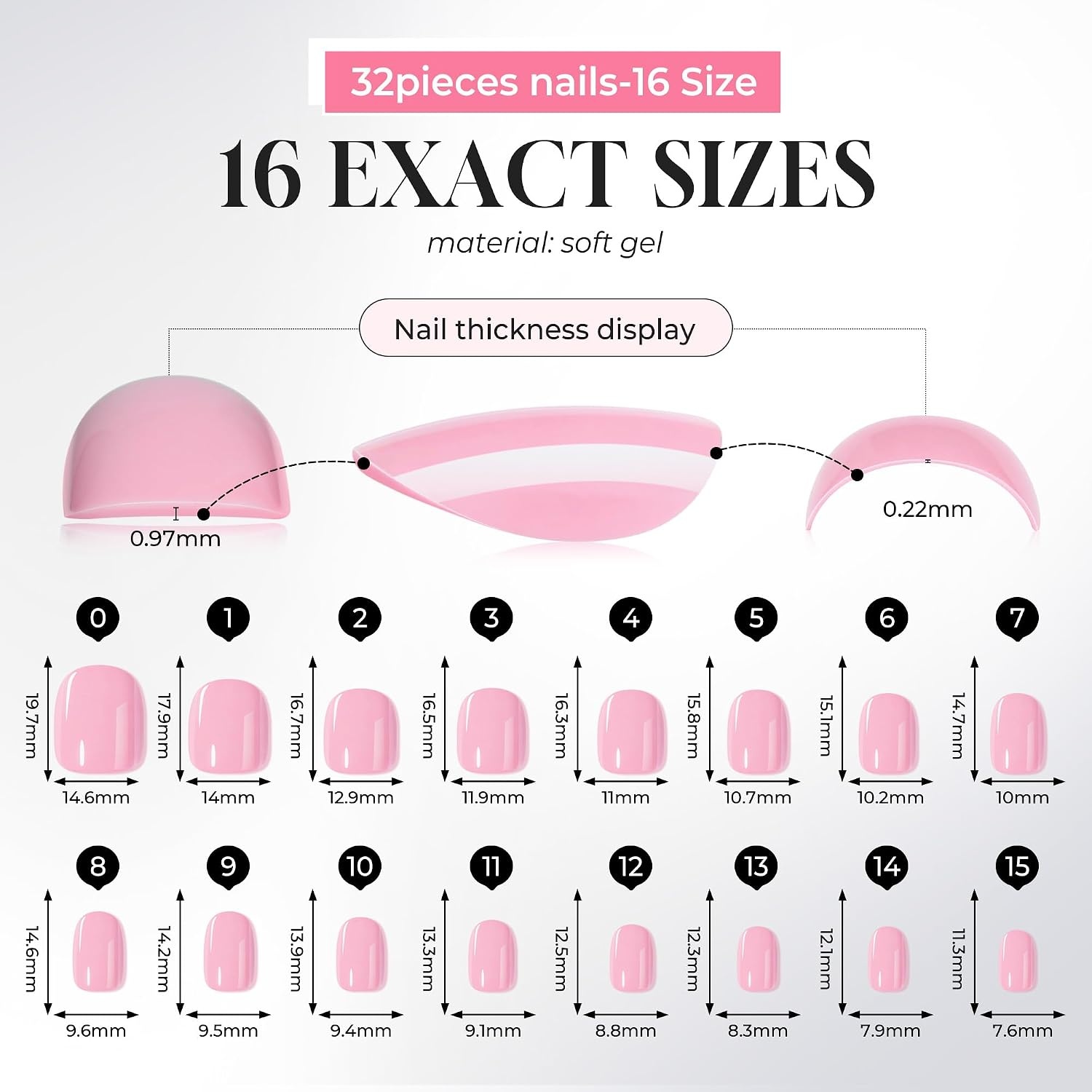 image:imageUNA GELLA Short Squoval Press On Nails 32Pcs 16 Sizes Soft Gel Round Fake Nails with Silver Cat Eye Effect Light Pink Reusable Artificial Stick On Nails Kit with Glue and Adhesive TabsBarely Pink