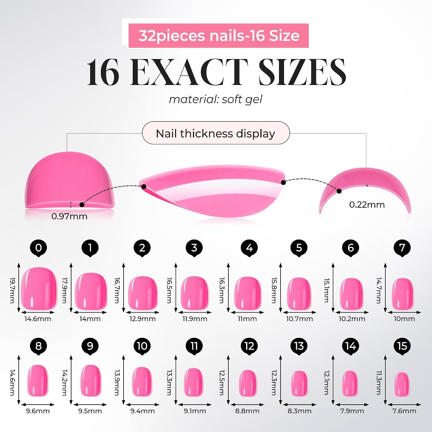 image:imageUNA GELLA Short Squoval Press On Nails 32Pcs 16 Sizes Soft Gel Round Fake Nails with Silver Cat Eye Effect Light Pink Reusable Artificial Stick On Nails Kit with Glue and Adhesive TabsThe Iconic Hot Pink