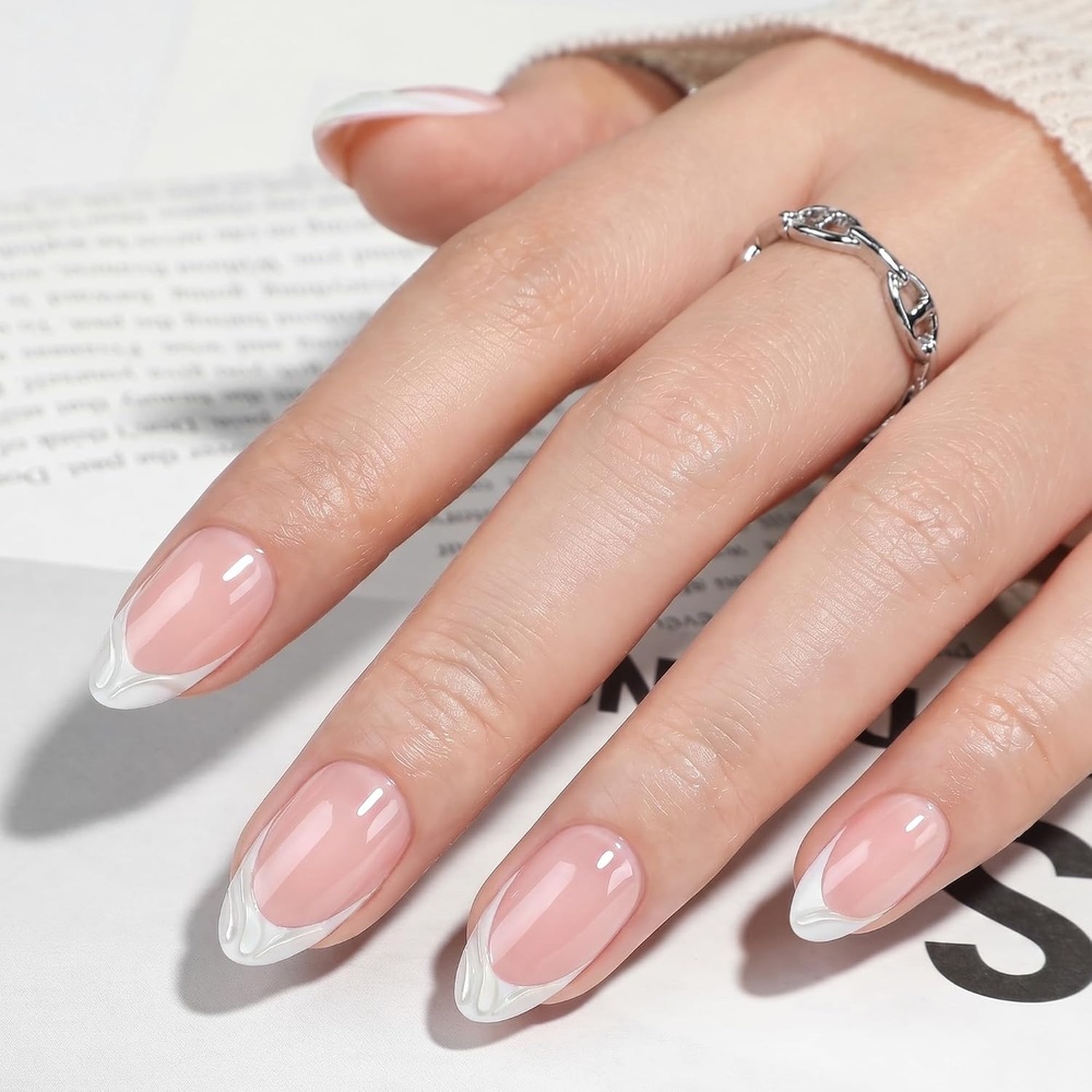 image:imageUNA GELLA Almond Press On Nails 32Pcs 16 Sizes Pastel Lilac Lavender Fake Nails with Glue and Adhesive Tabs Opaque Reusable Glue On Nails Kit for Women ManicureVanilla Swirl