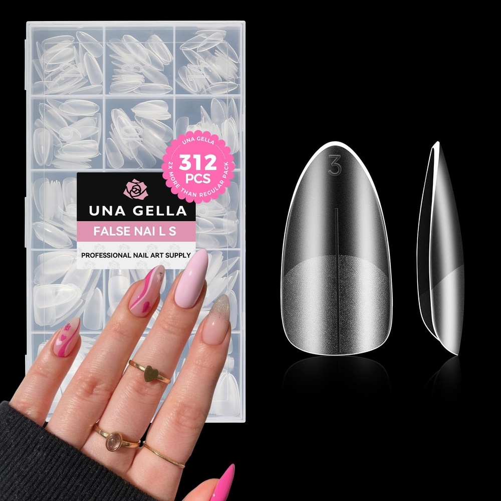 image:imageUNA GELLA Almond Press On Nails 32Pcs 16 Sizes Pastel Lilac Lavender Fake Nails with Glue and Adhesive Tabs Opaque Reusable Glue On Nails Kit for Women ManicureMediumAlmond