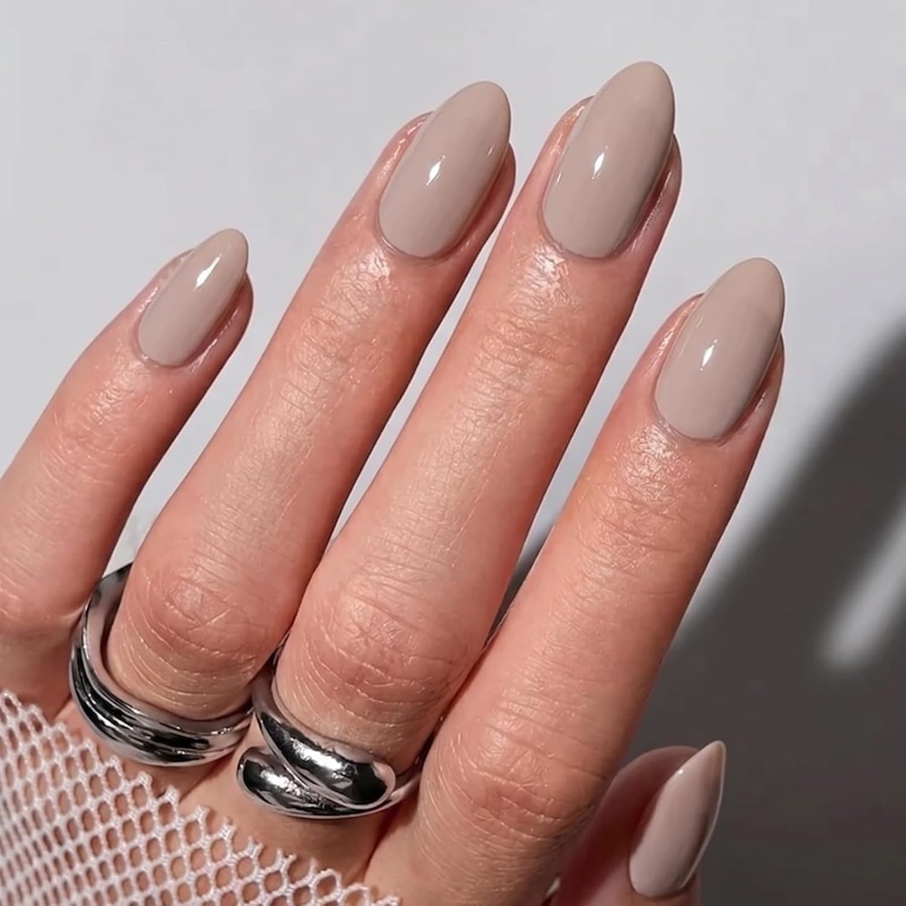 image:imageUNA GELLA Almond Press On Nails 32Pcs 16 Sizes Pastel Lilac Lavender Fake Nails with Glue and Adhesive Tabs Opaque Reusable Glue On Nails Kit for Women ManicureEarl Grey Latte