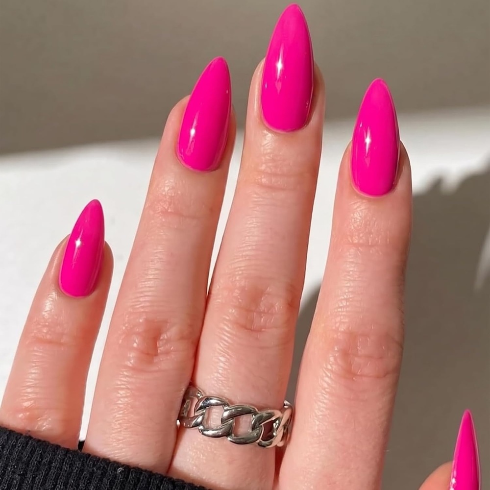 image:imageUNA GELLA Almond Press On Nails 32Pcs 16 Sizes Pastel Lilac Lavender Fake Nails with Glue and Adhesive Tabs Opaque Reusable Glue On Nails Kit for Women ManicureBarbie Glow
