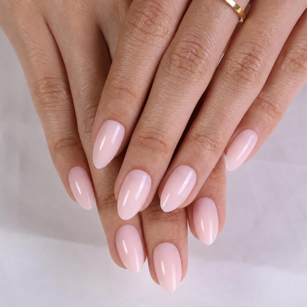 image:imageUNA GELLA Almond Press On Nails 32Pcs 16 Sizes Pastel Lilac Lavender Fake Nails with Glue and Adhesive Tabs Opaque Reusable Glue On Nails Kit for Women ManicureMilky Blossom