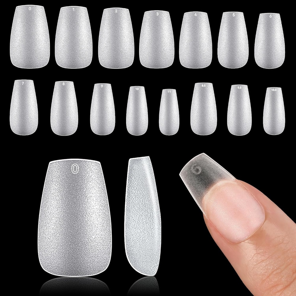 image:imageUNA GELLA Short Square Press On Nails 32 Pcs 16 Sizes Soft Gel Fake Nails Sheer Jelly Light Pink Glossy False Nails for Women Reusable Stick On Nails Kit with Glue and Adhesive TabsZShort Coffin