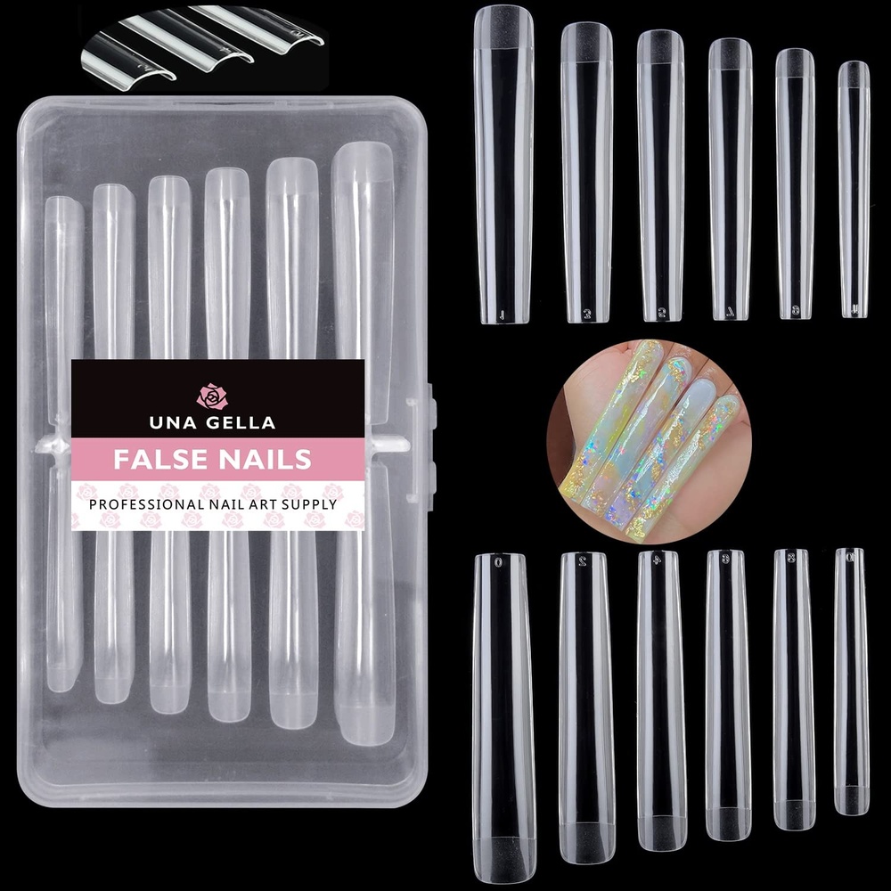 image:imageUNA GELLA Short Square Press On Nails 32 Pcs 16 Sizes Soft Gel Fake Nails Sheer Jelly Light Pink Glossy False Nails for Women Reusable Stick On Nails Kit with Glue and Adhesive TabsZLong Square