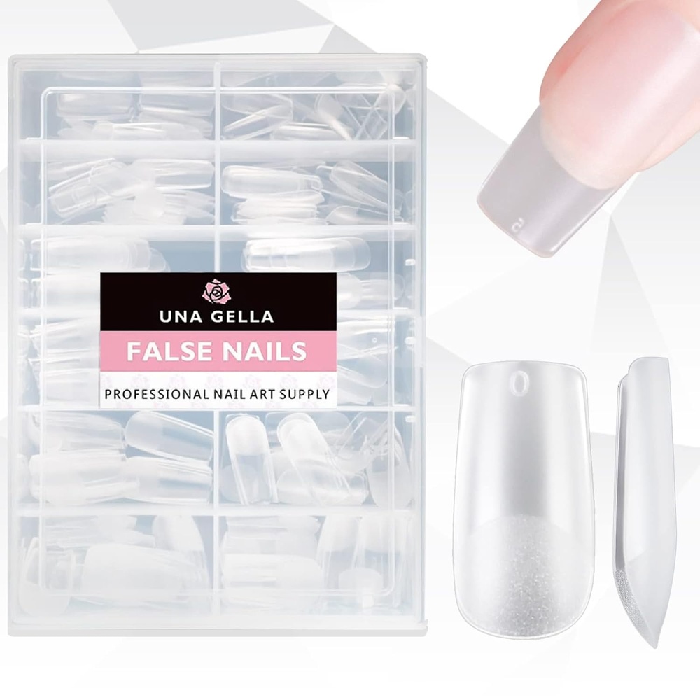 image:imageUNA GELLA Short Square Press On Nails 32 Pcs 16 Sizes Soft Gel Fake Nails Sheer Jelly Light Pink Glossy False Nails for Women Reusable Stick On Nails Kit with Glue and Adhesive TabsZShort Square