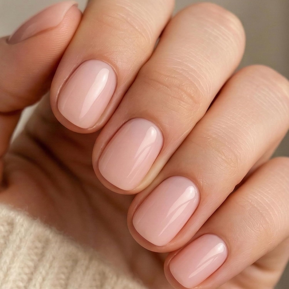 image:imageUNA GELLA Short Squoval Press On Nails 32Pcs 16 Sizes Soft Gel Round Fake Nails with Silver Cat Eye Effect Light Pink Reusable Artificial Stick On Nails Kit with Glue and Adhesive TabsNude Muse