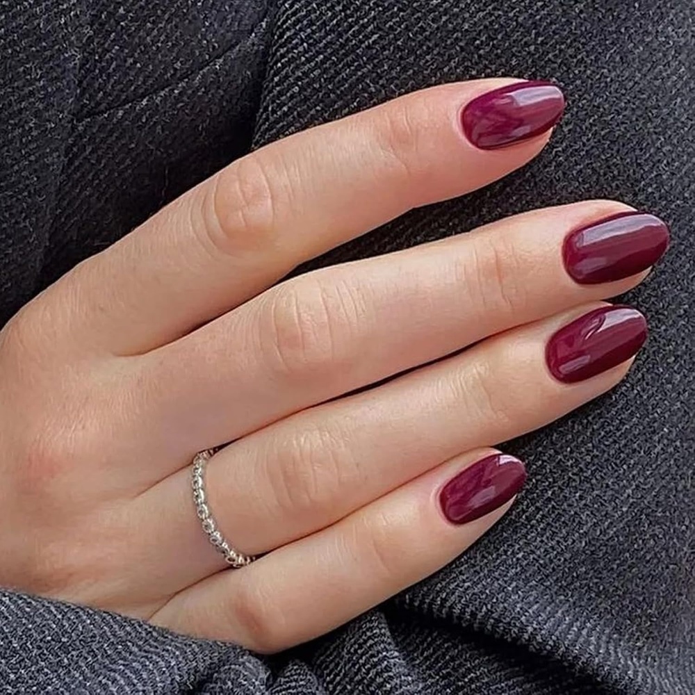 image:imageUNA GELLA Short Squoval Press On Nails  32Pcs 16 Sizes Soft Gel Round Fake Nails with Silver Cat Eye Effect Light Pink Reusable Artificial Stick On Nails Kit with Glue and Adhesive TabsDeep Mulberry
