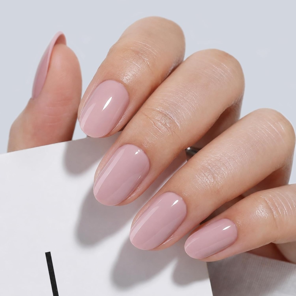 image:imageUNA GELLA Short Squoval Press On Nails  32Pcs 16 Sizes Soft Gel Round Fake Nails with Silver Cat Eye Effect Light Pink Reusable Artificial Stick On Nails Kit with Glue and Adhesive TabsBlush Nude Pink