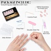 UNA GELLA Almond Press On Nails – 32Pcs 16 Sizes Pastel Lilac Lavender Fake Nails with Glue and Adhesive Tabs, Opaque Reusable Glue On Nails Kit for Women Manicure(Gilded Rose)