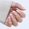 UNA GELLA Almond Press On Nails – 32Pcs 16 Sizes Pastel Lilac Lavender Fake Nails with Glue and Adhesive Tabs, Opaque Reusable Glue On Nails Kit for Women Manicure(A-Chrome French)