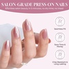 UNA GELLA Almond Press On Nails – 32Pcs 16 Sizes Pastel Lilac Lavender Fake Nails with Glue and Adhesive Tabs, Opaque Reusable Glue On Nails Kit for Women Manicure(Aurora Cat Eye)