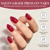 UNA GELLA Almond Press On Nails – 32Pcs 16 Sizes Pastel Lilac Lavender Fake Nails with Glue and Adhesive Tabs, Opaque Reusable Glue On Nails Kit for Women Manicure(Cherry Red)