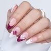 UNA GELLA Almond Press On Nails – 32Pcs 16 Sizes Pastel Lilac Lavender Fake Nails with Glue and Adhesive Tabs, Opaque Reusable Glue On Nails Kit for Women Manicure(Plum Blossom French)