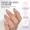 UNA GELLA Almond Press On Nails – 32Pcs 16 Sizes Pastel Lilac Lavender Fake Nails with Glue and Adhesive Tabs, Opaque Reusable Glue On Nails Kit for Women Manicure(Golden Ribbon)